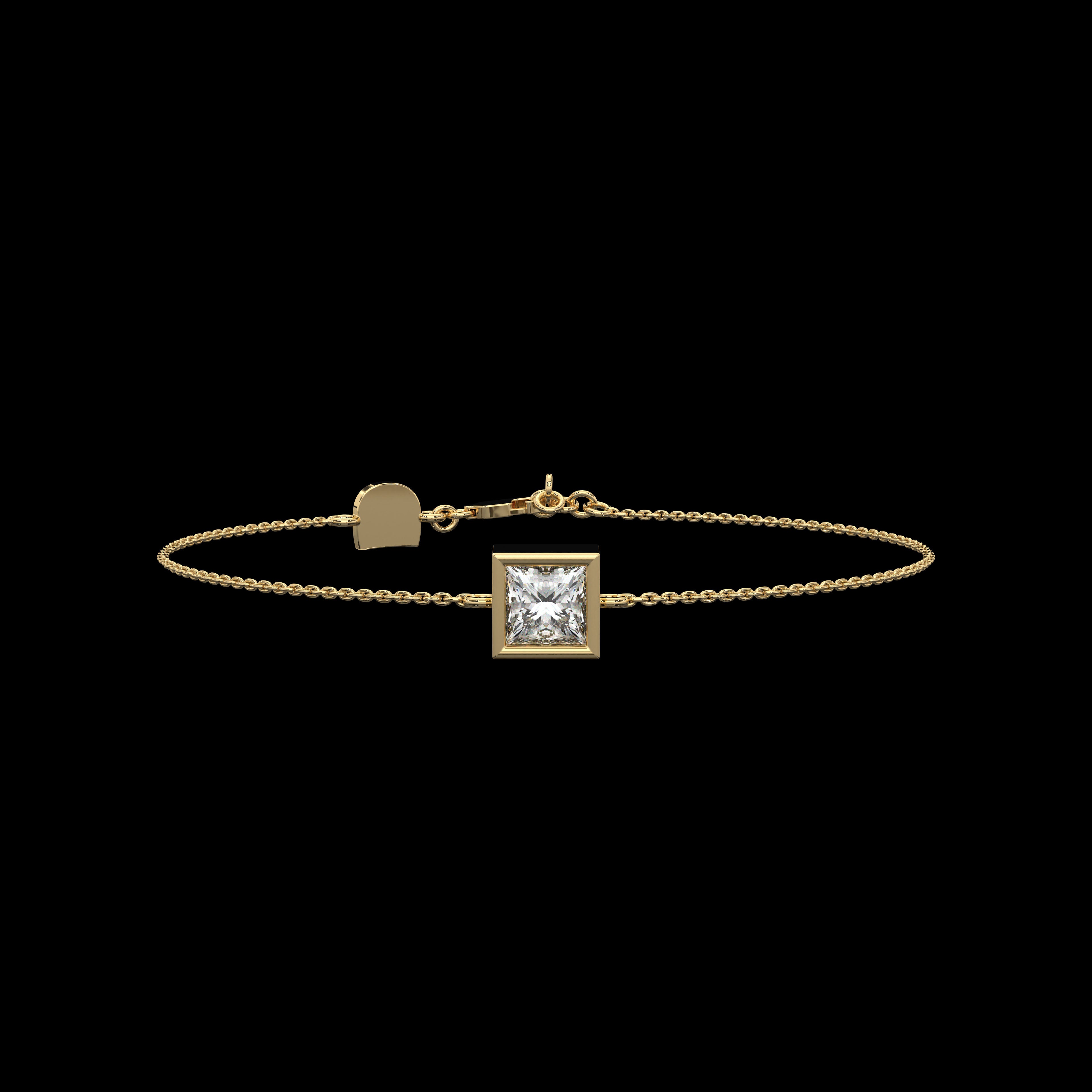 Bracelet chaîne pierre unique taille princesse