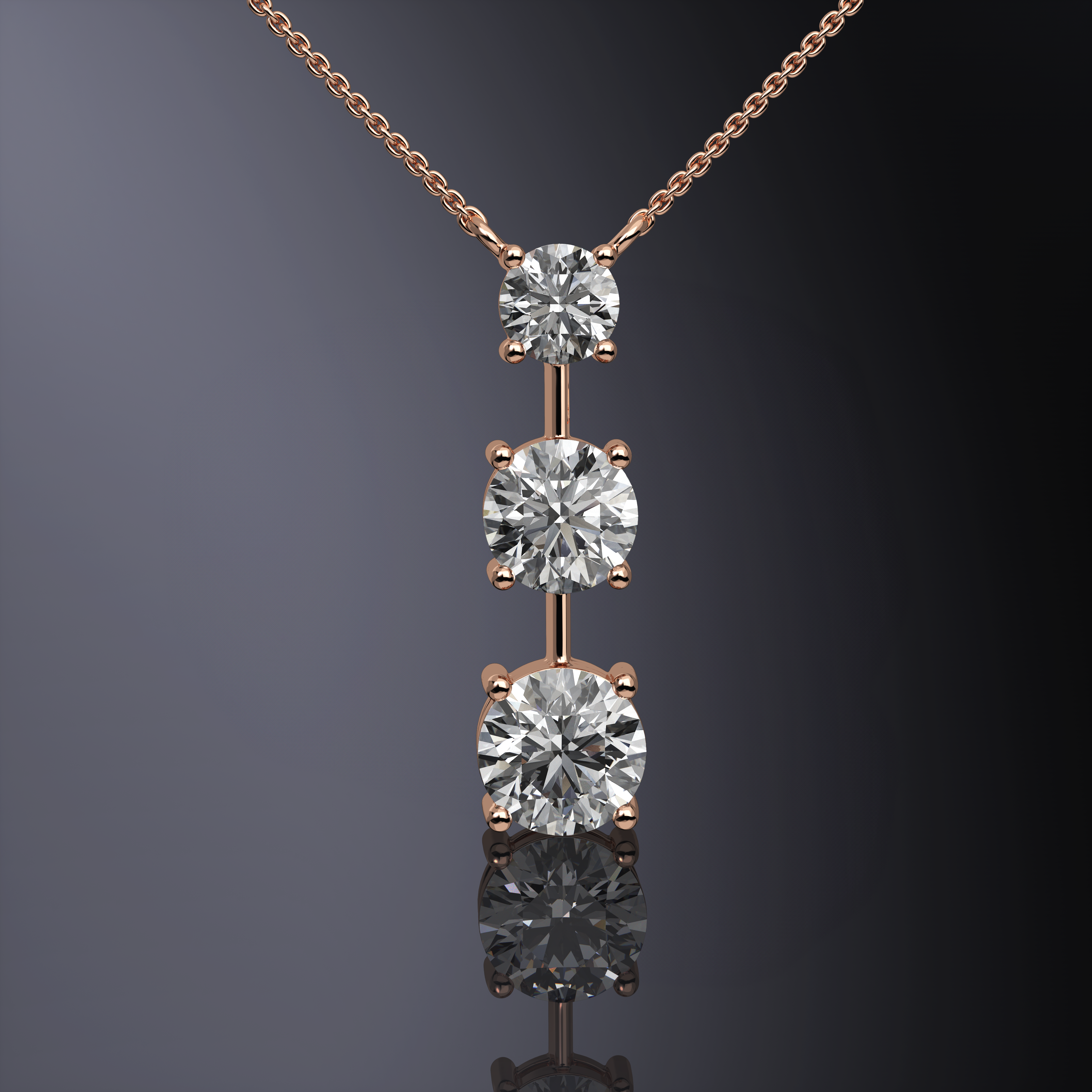 Pendentif Trilogie Rond Brillant Or Blanc