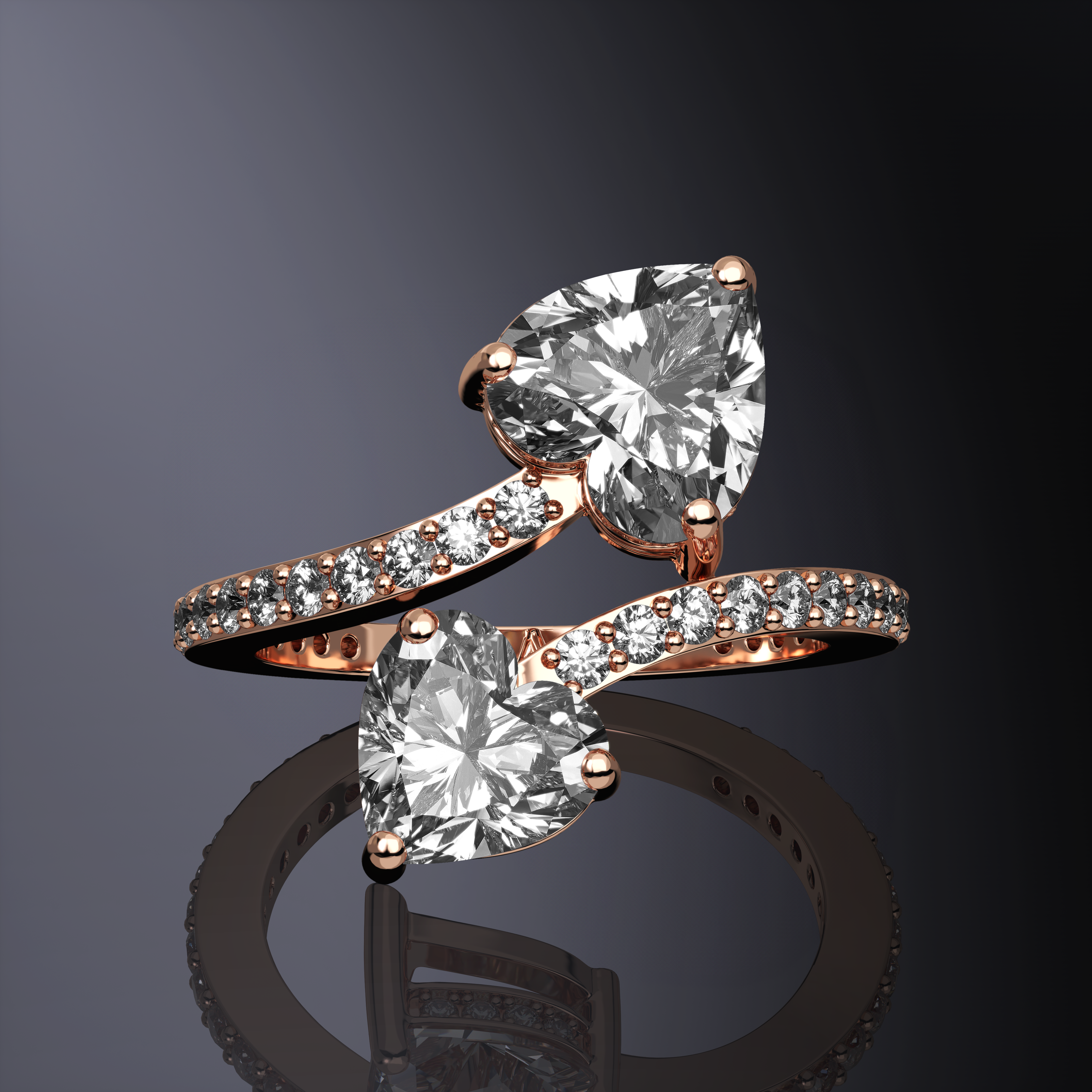 Bague Deux cœurs entrelacés