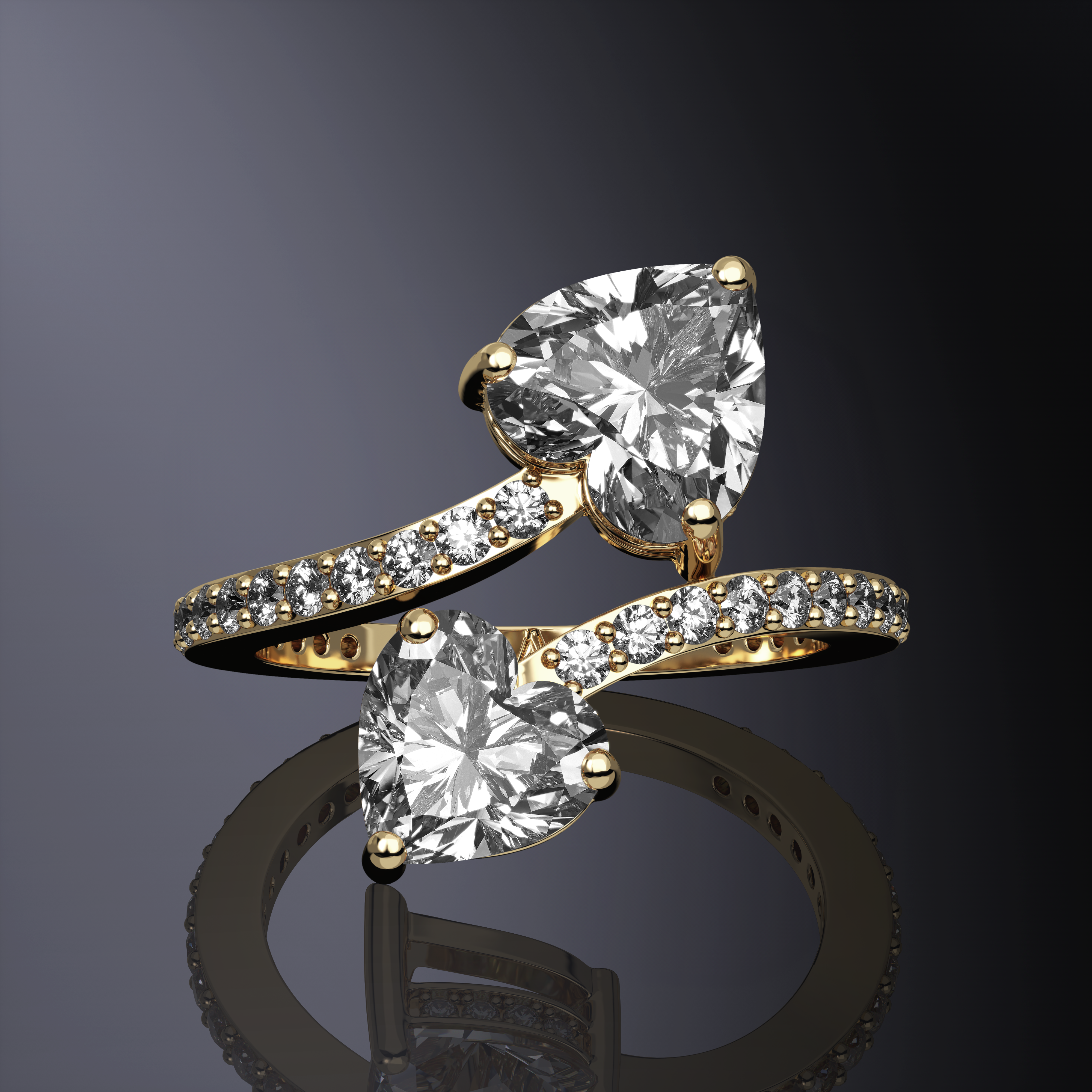 Bague Deux cœurs entrelacés