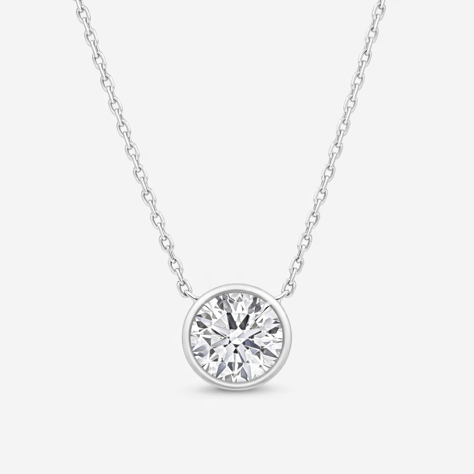 Round Brilliant Cut Bezel Set Pendant