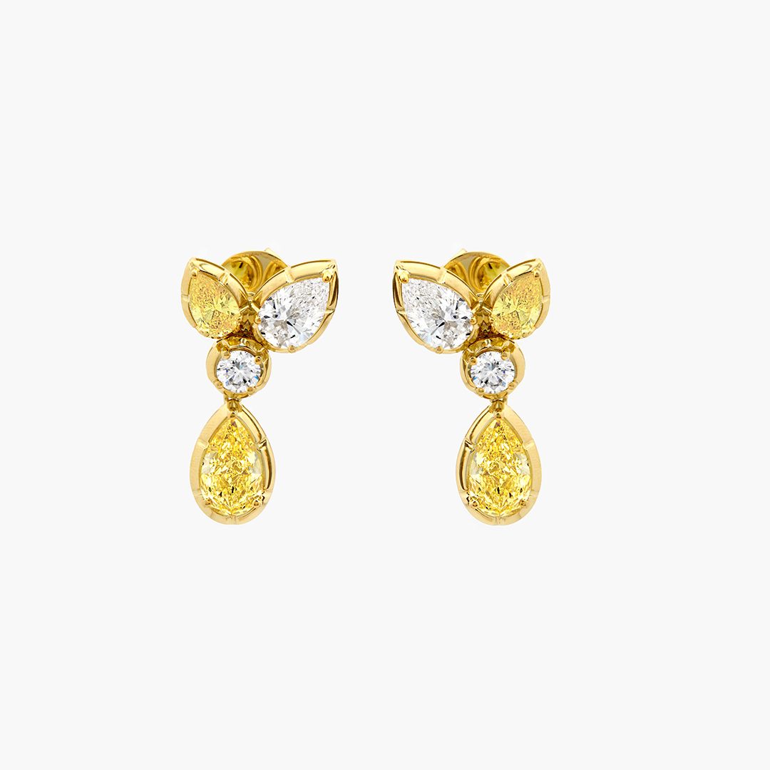 Grace Yellow & White Diamond Drop Earrings