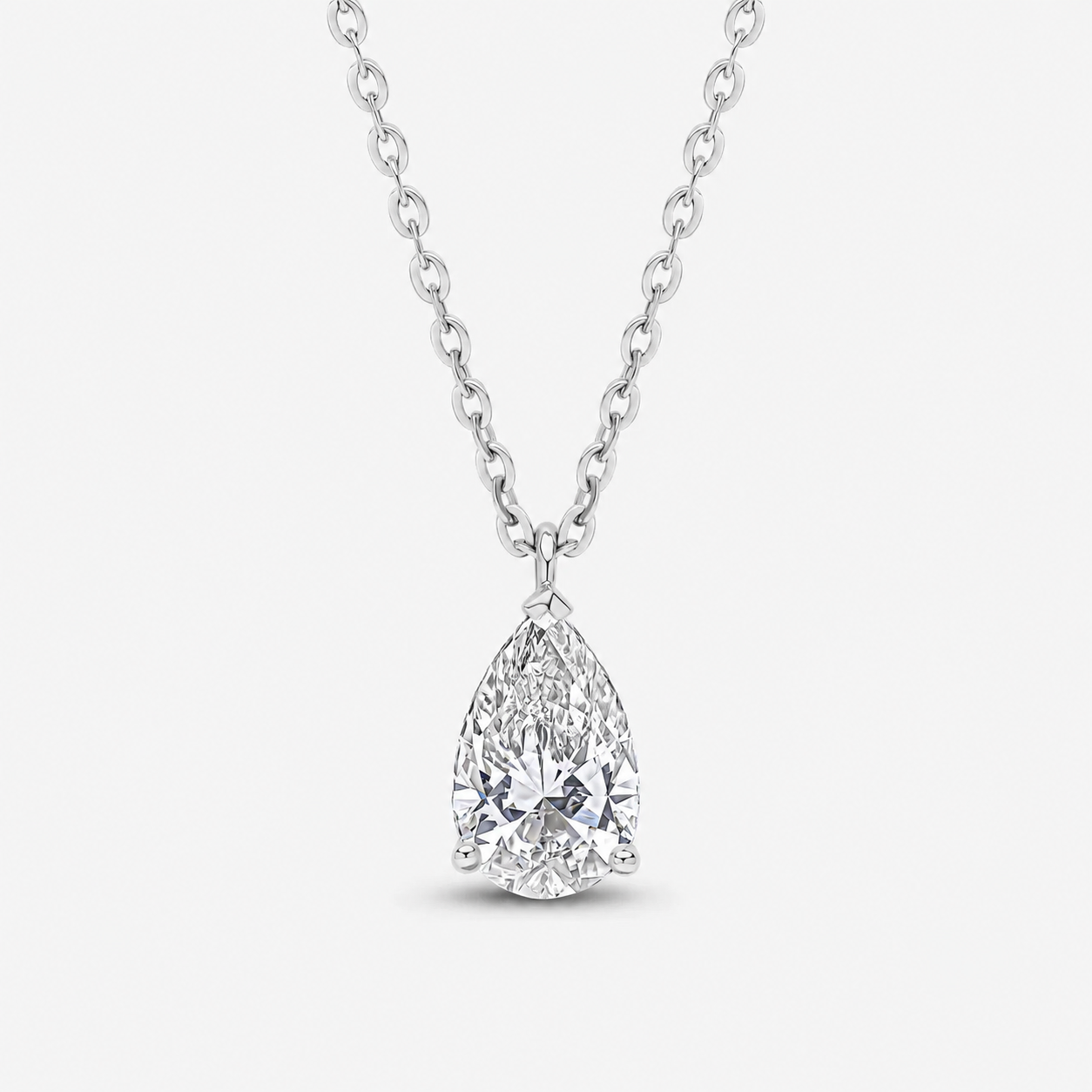 Pear Cut Prong Set Pendant White Gold