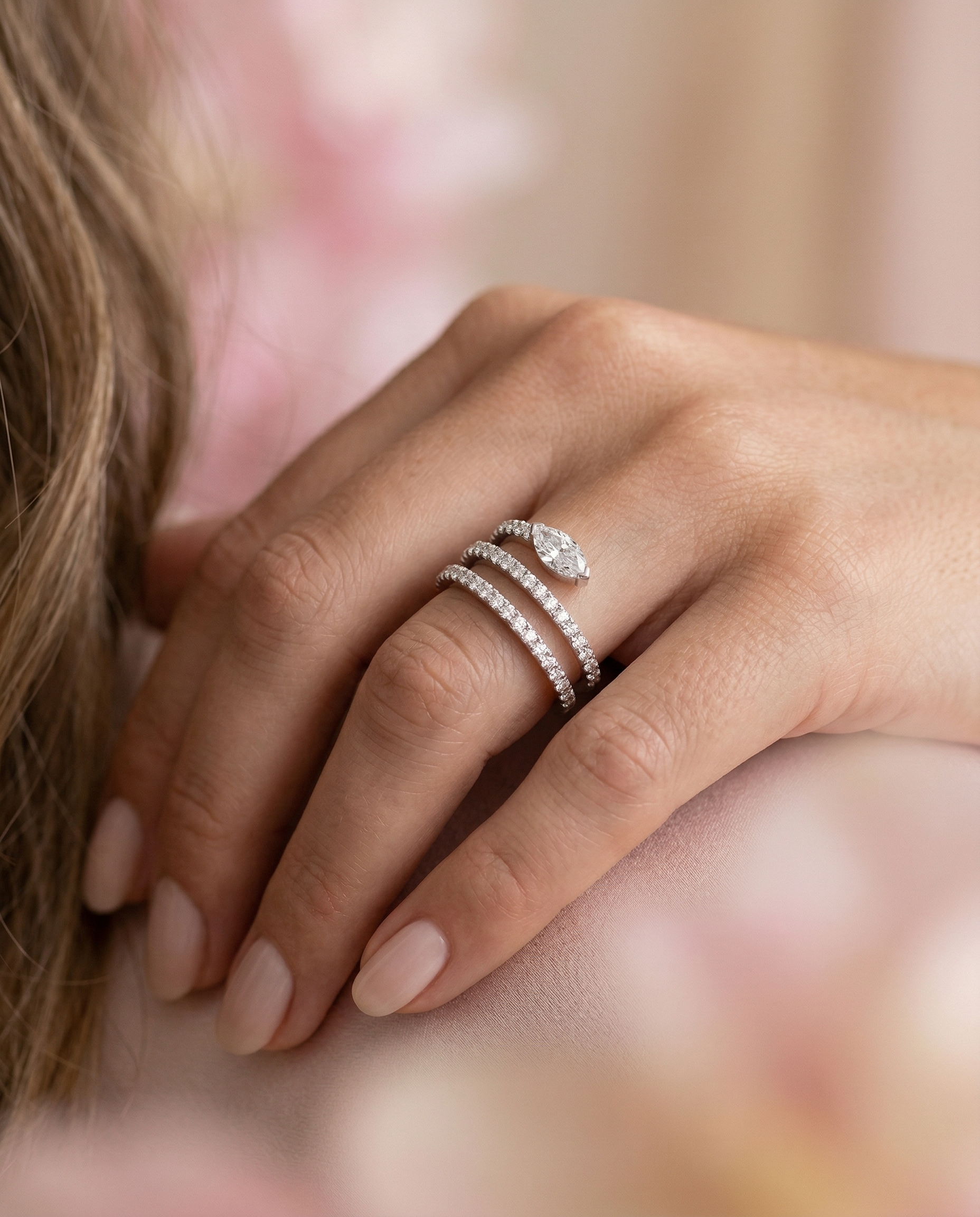 Marquise Cut Multi Row Ring