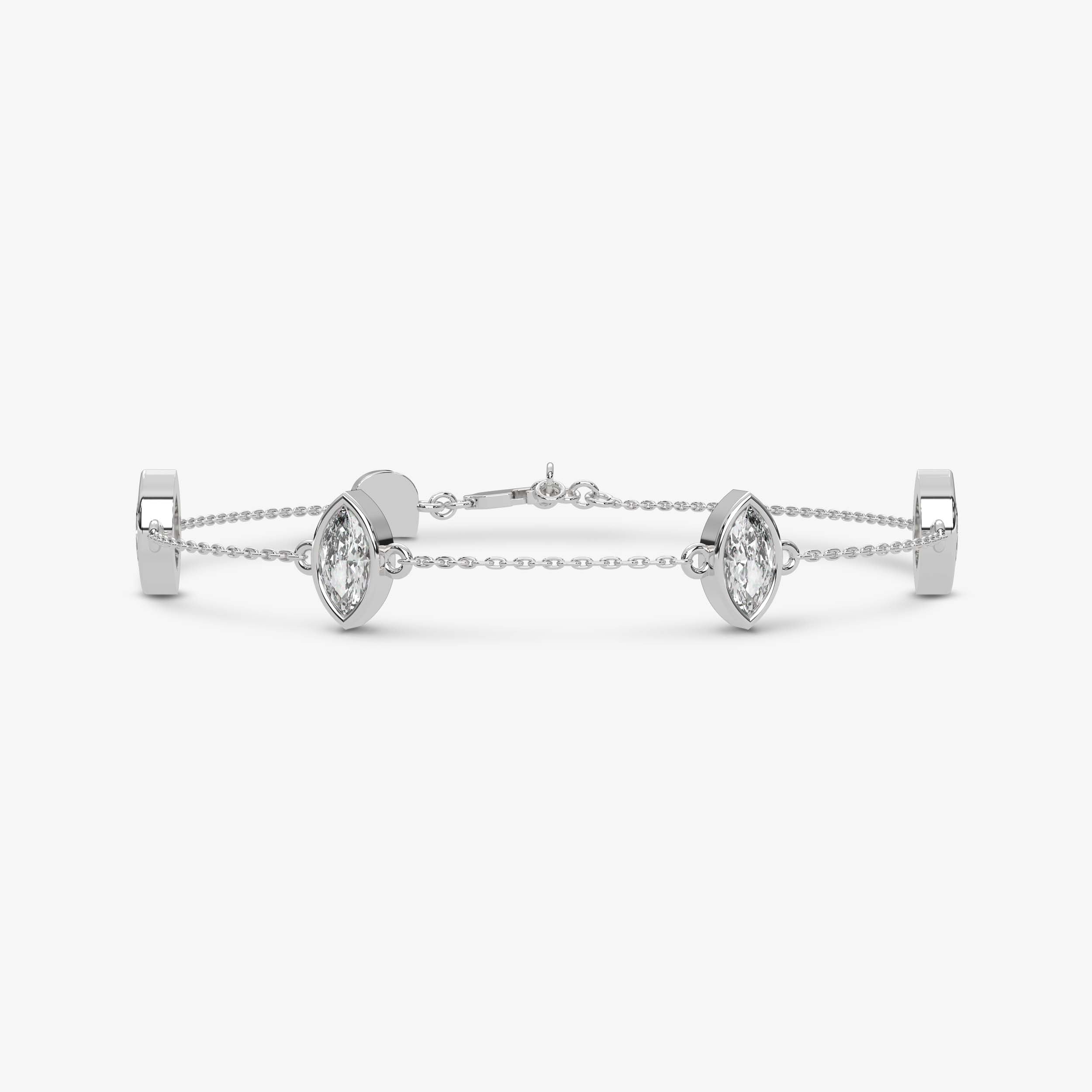 Marquise Cut Four Stone Chain Bracelet