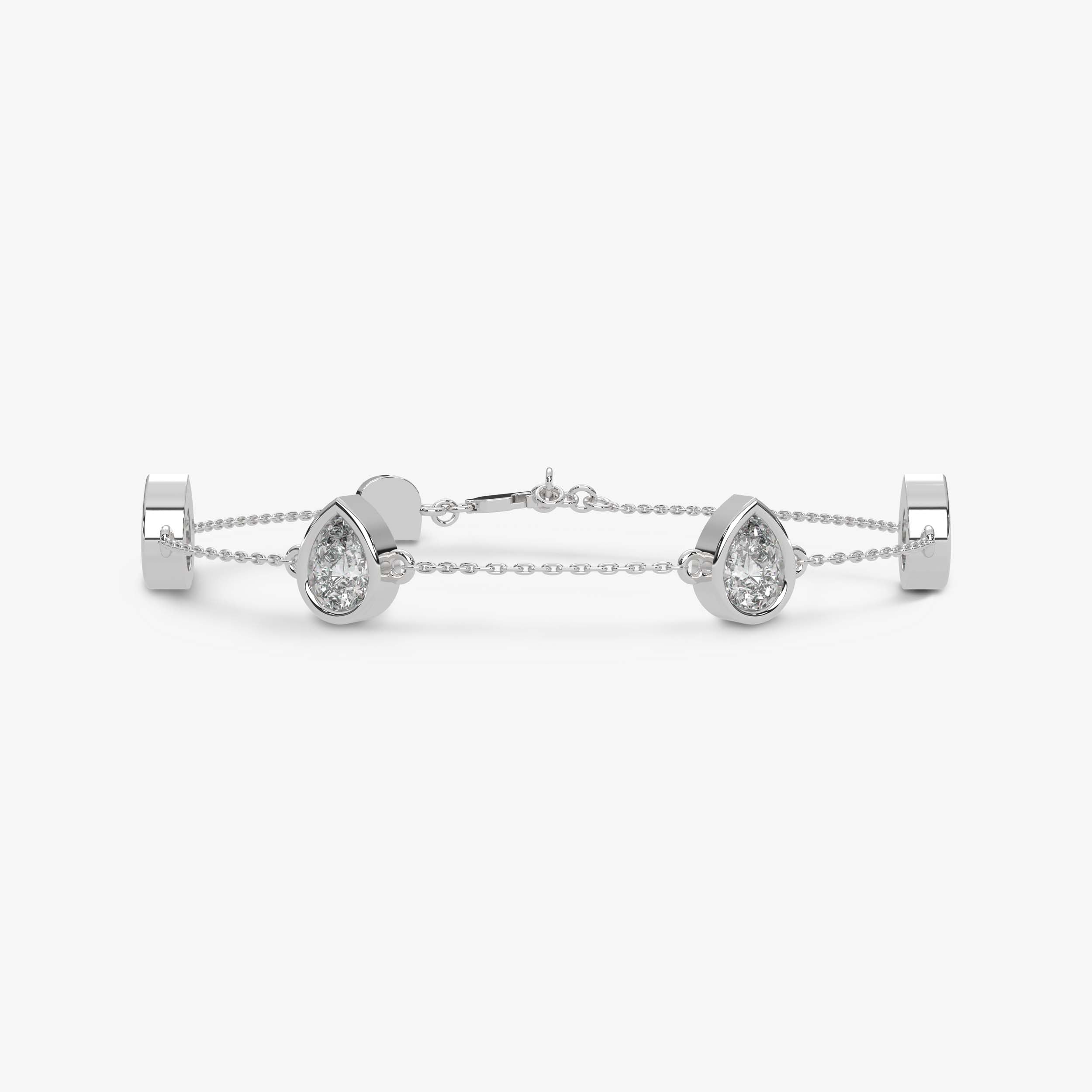 Pear Cut Four Stone Chain Bracelet