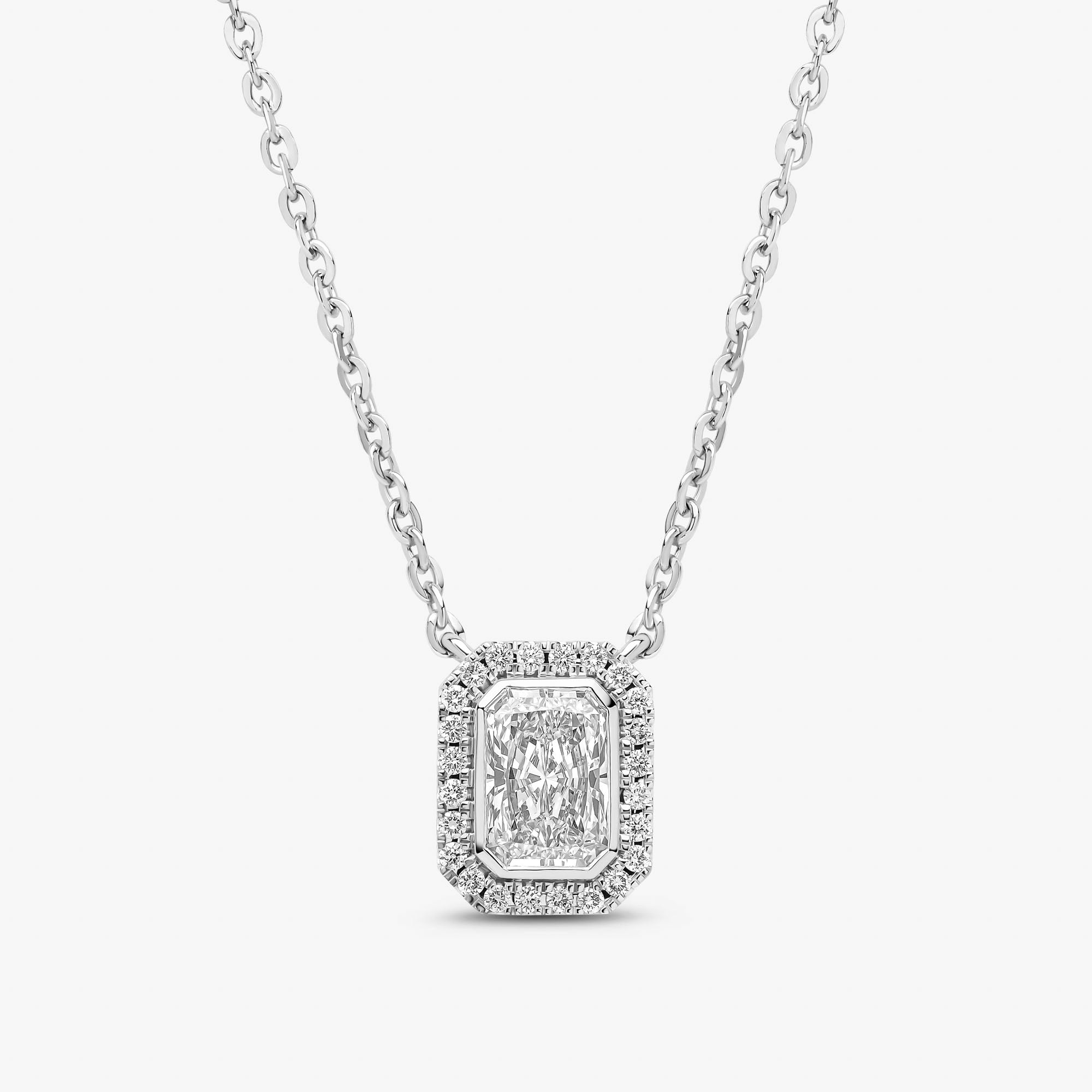 Radiant Cut Halo Pendant
