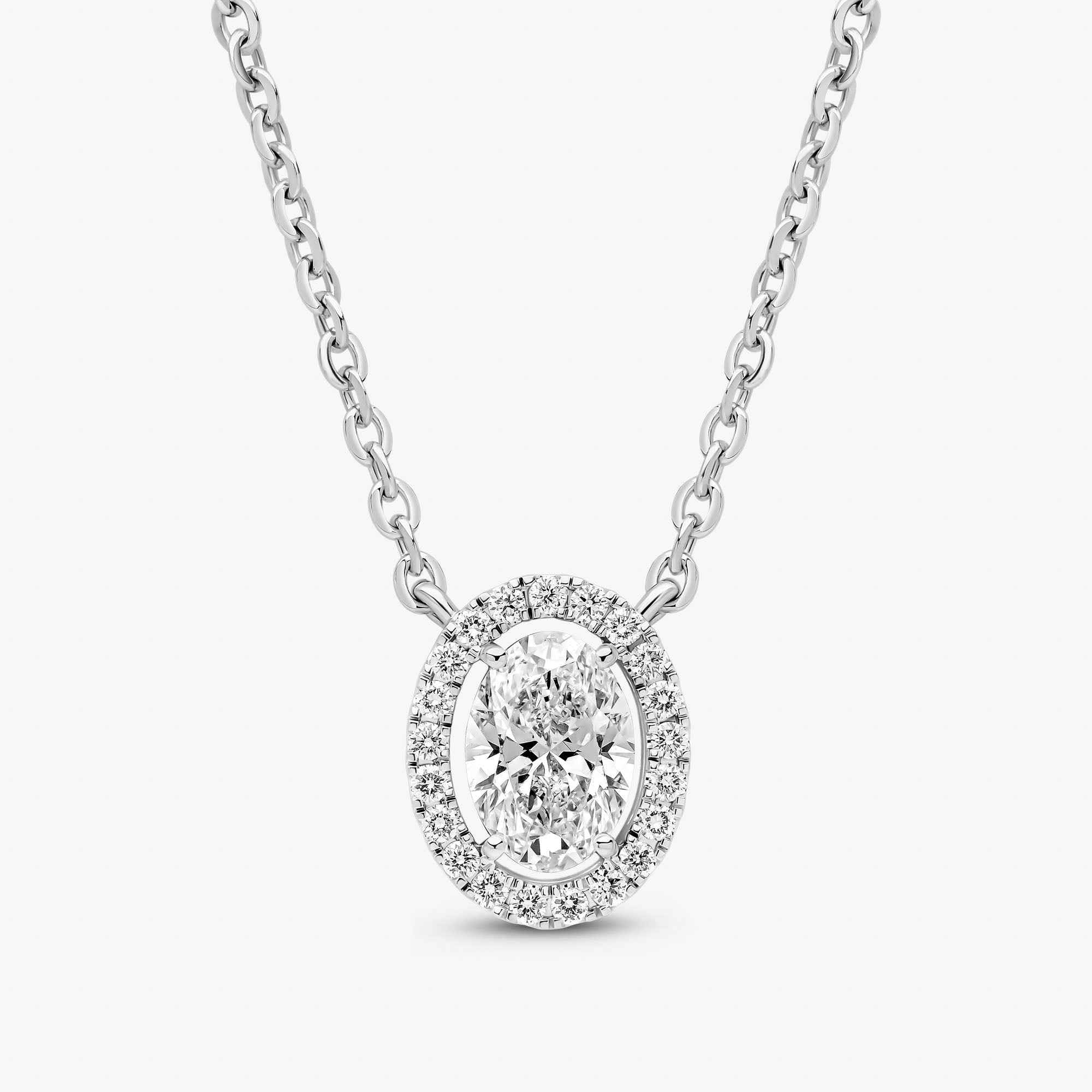 Oval Cut Halo Pendant