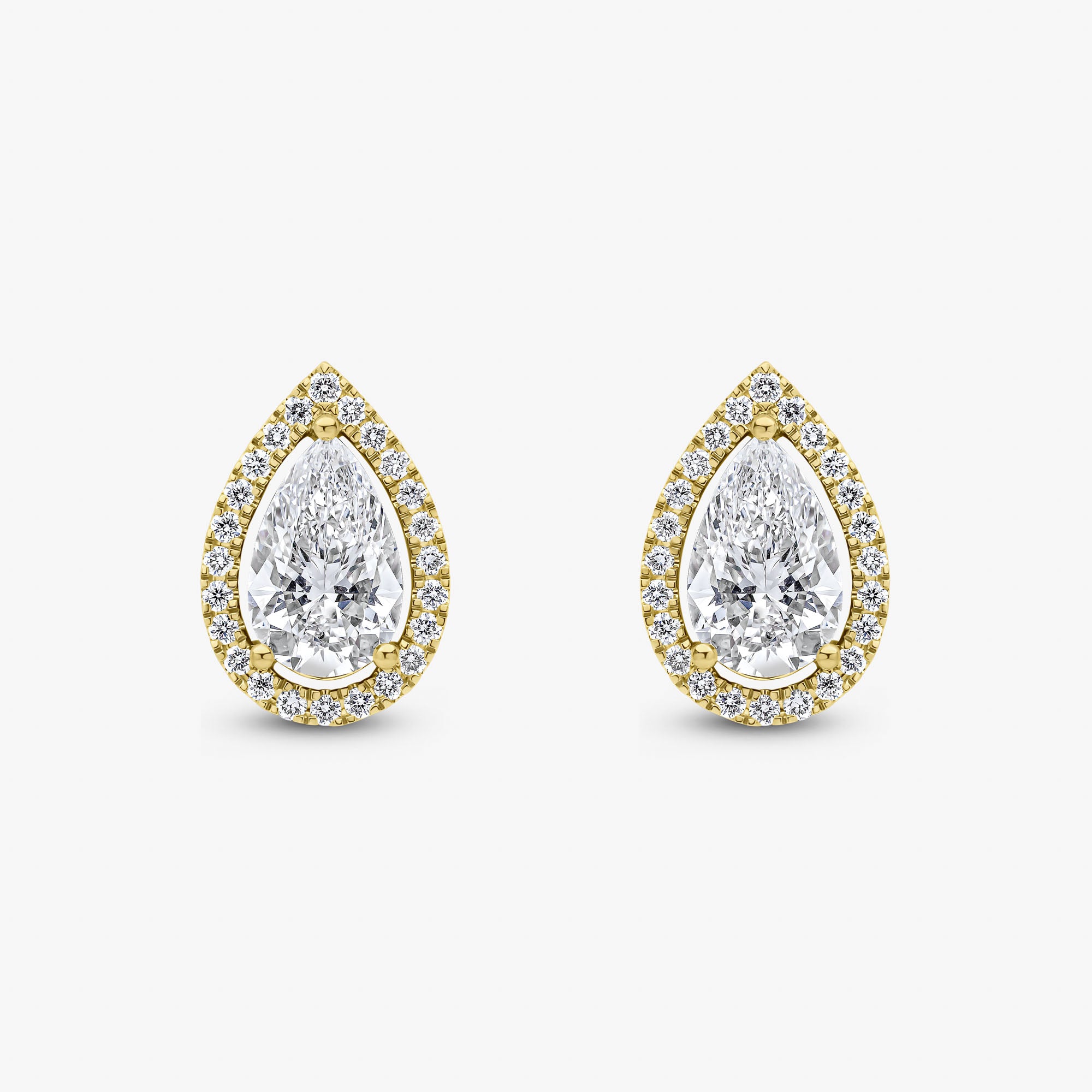 Pear Cut Halo Studs