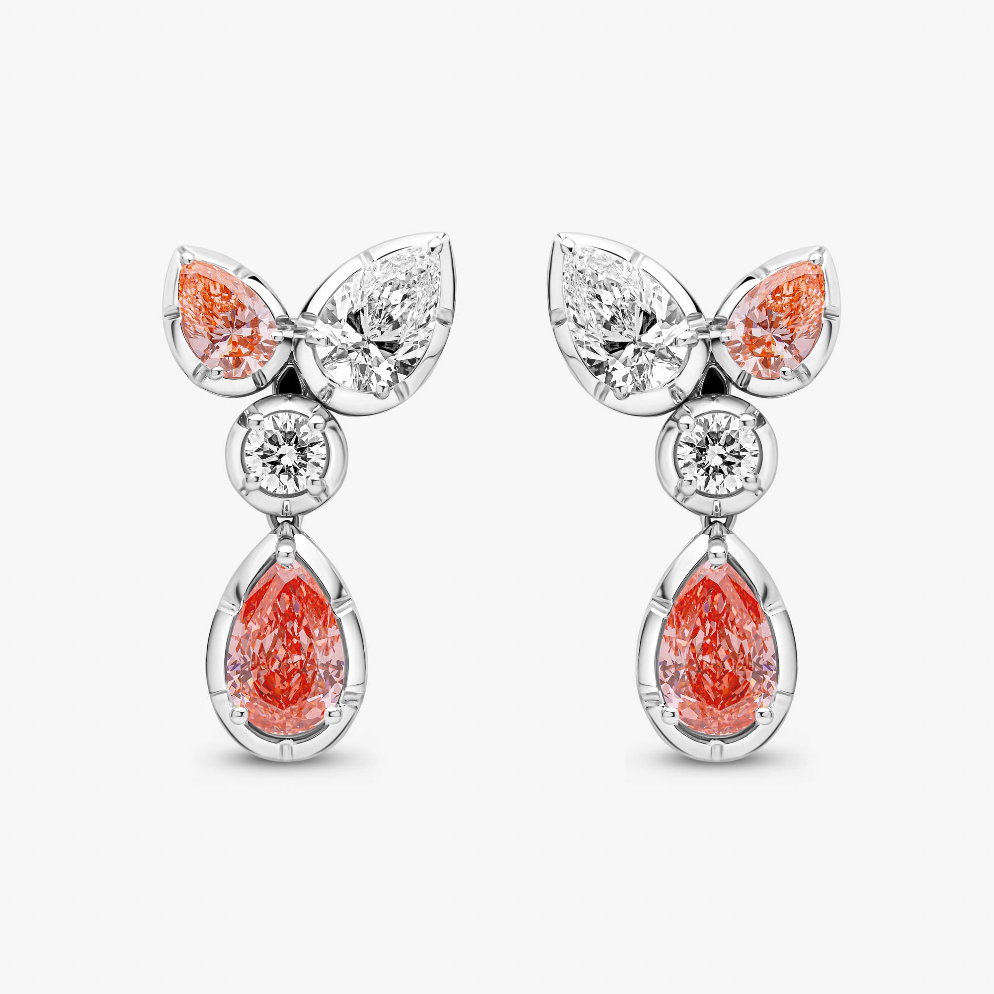 Madison Pink & White Diamond Drop Earrings