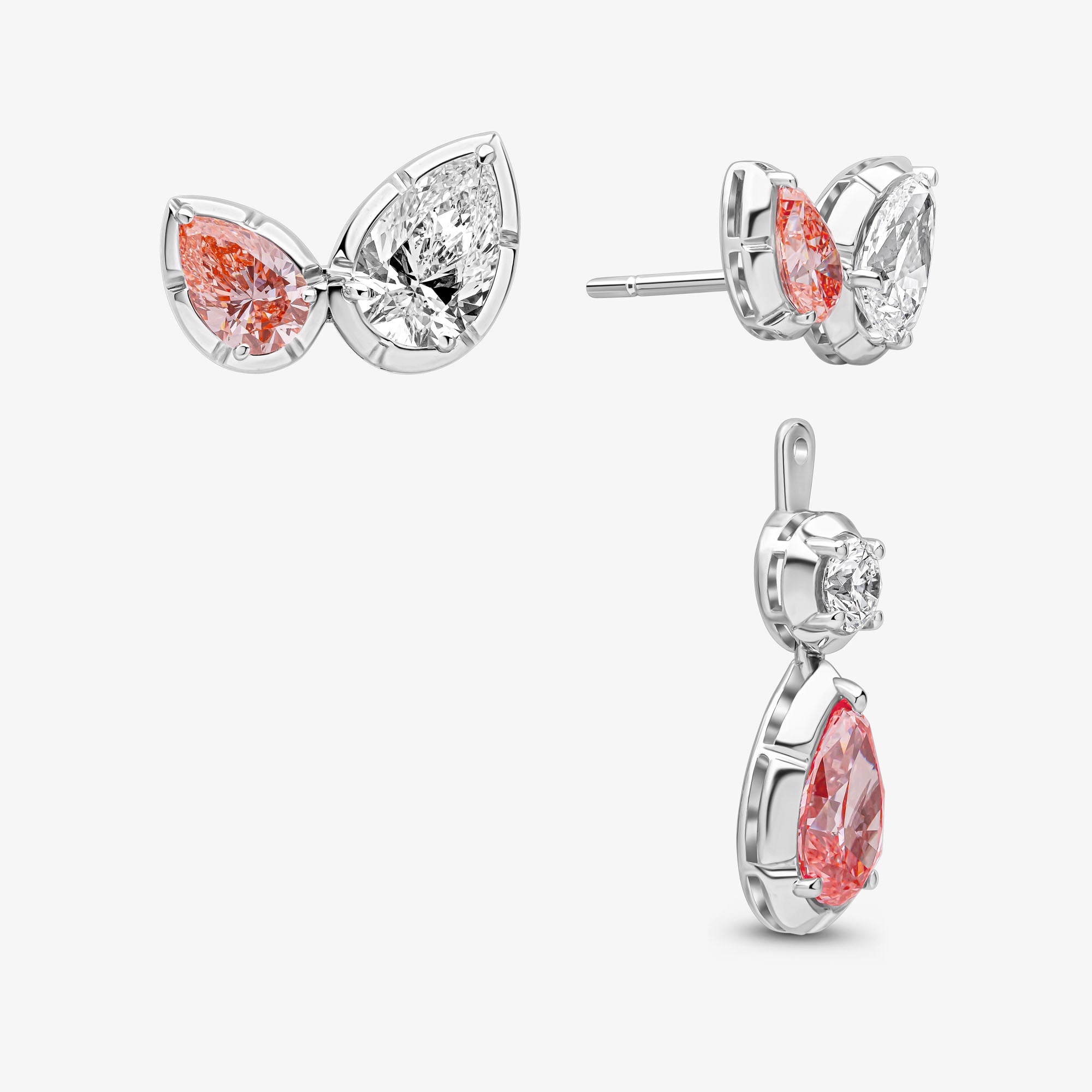 Madison Pink & White Diamond Drop Earrings