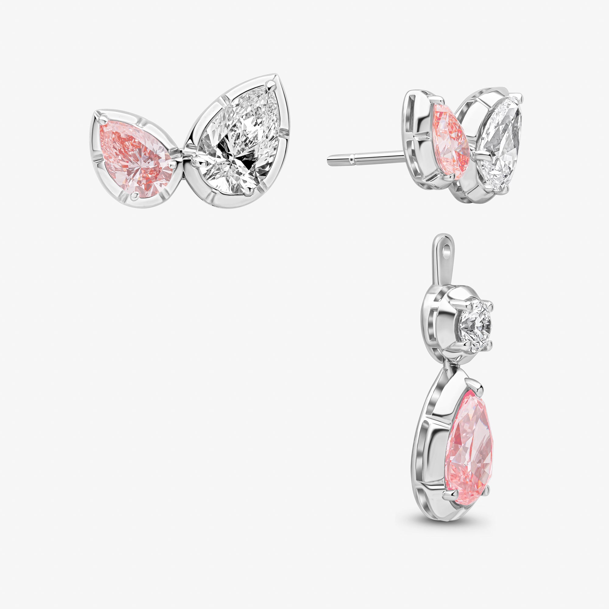 Madison Pink & White Diamond Drop Earrings