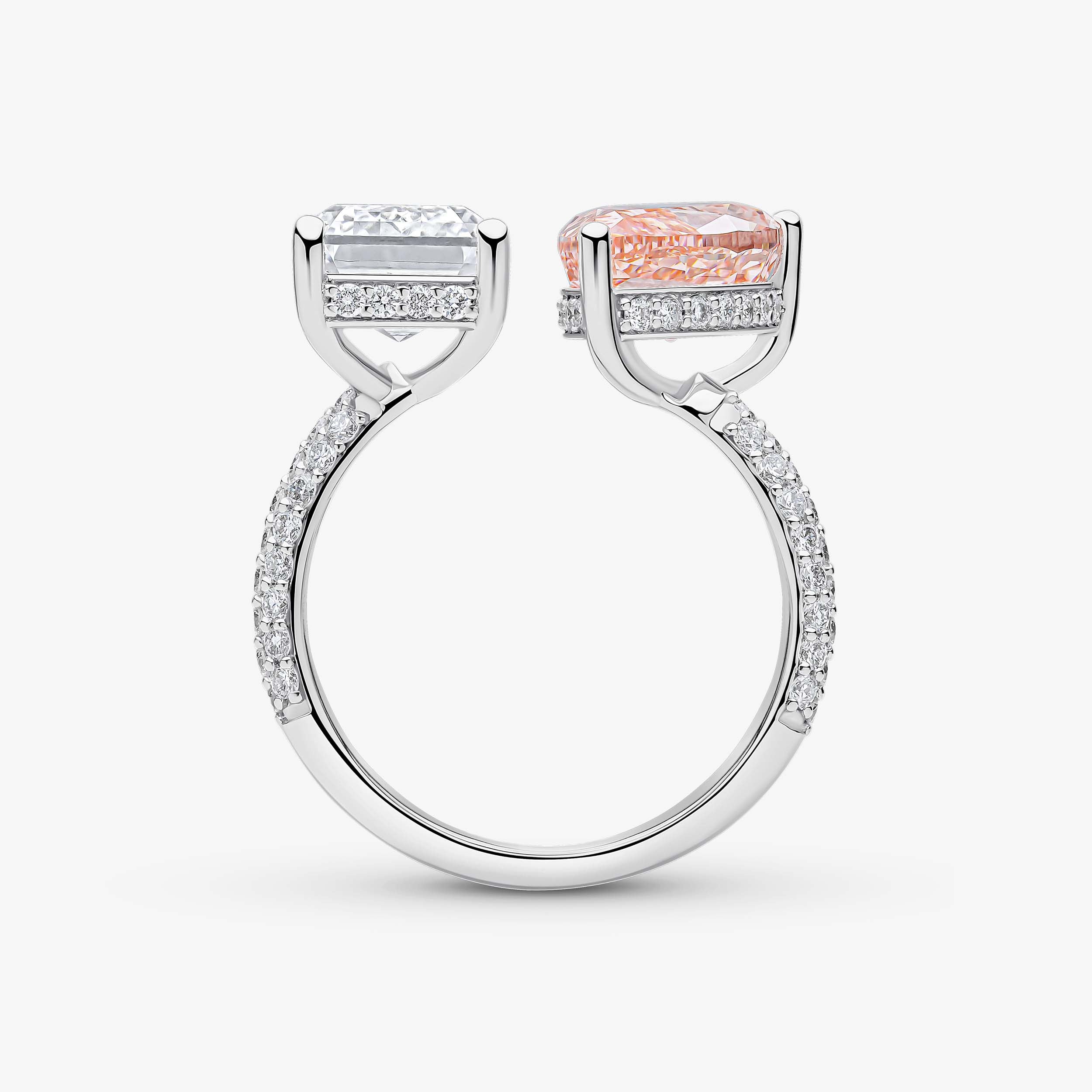 Pear and Emerald Cut Pink Diamond Ring
