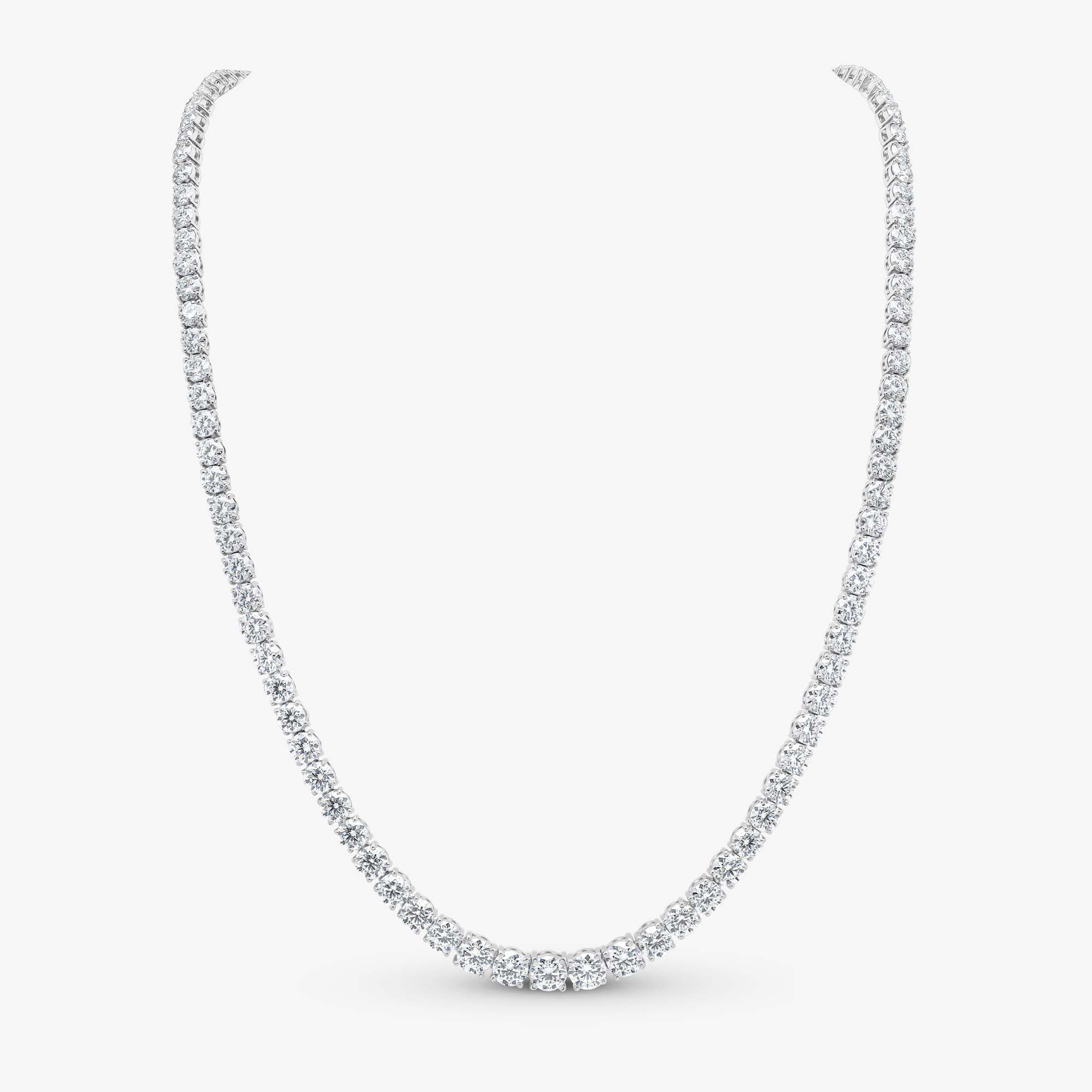 Round Brilliant Cut Graduated Tennis Necklace