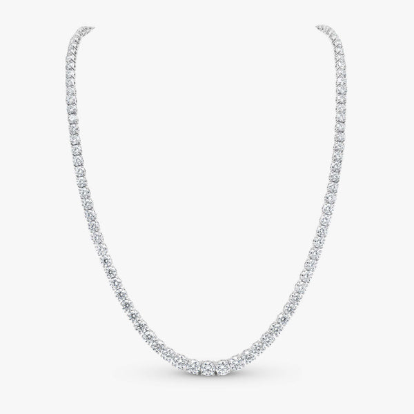 Round Brilliant Cut Graduated Tennis Necklace