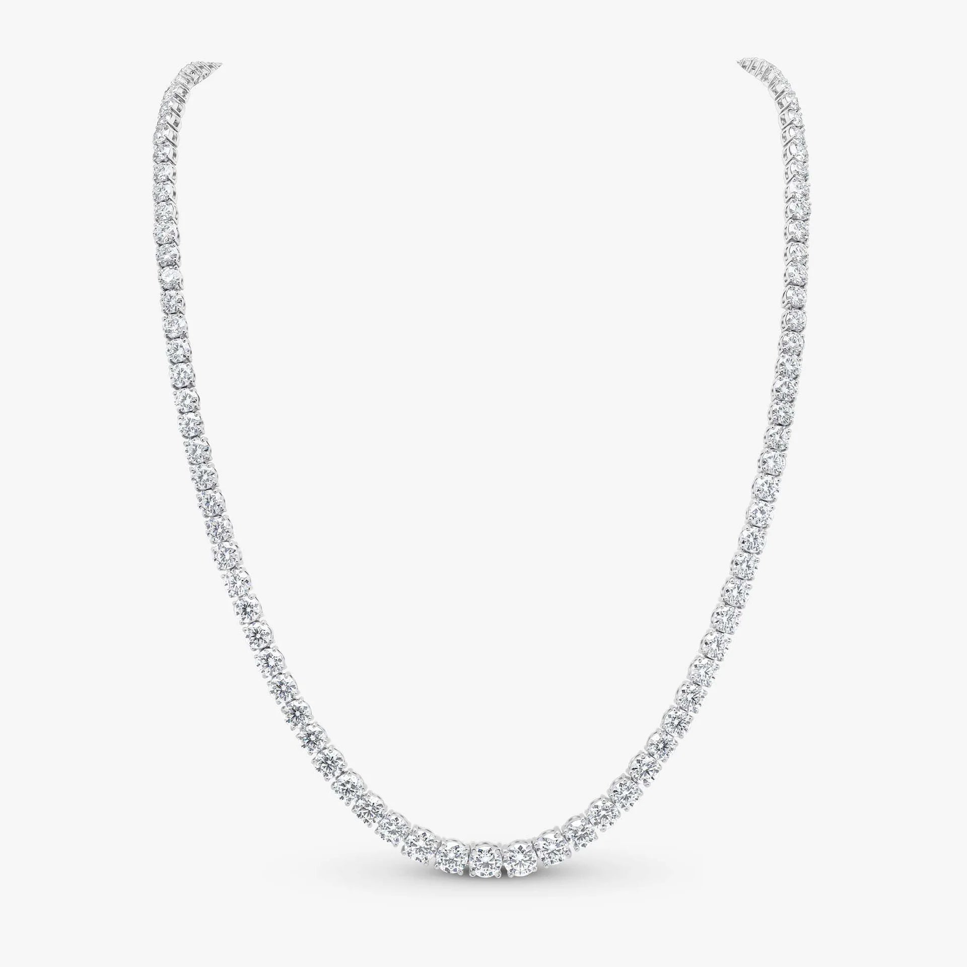 Round Brilliant Cut Graduated Tennis Necklace