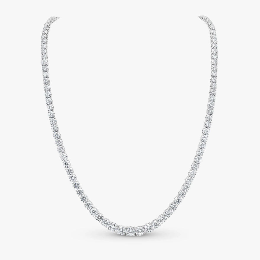 Round Brilliant Cut Graduated Tennis Necklace