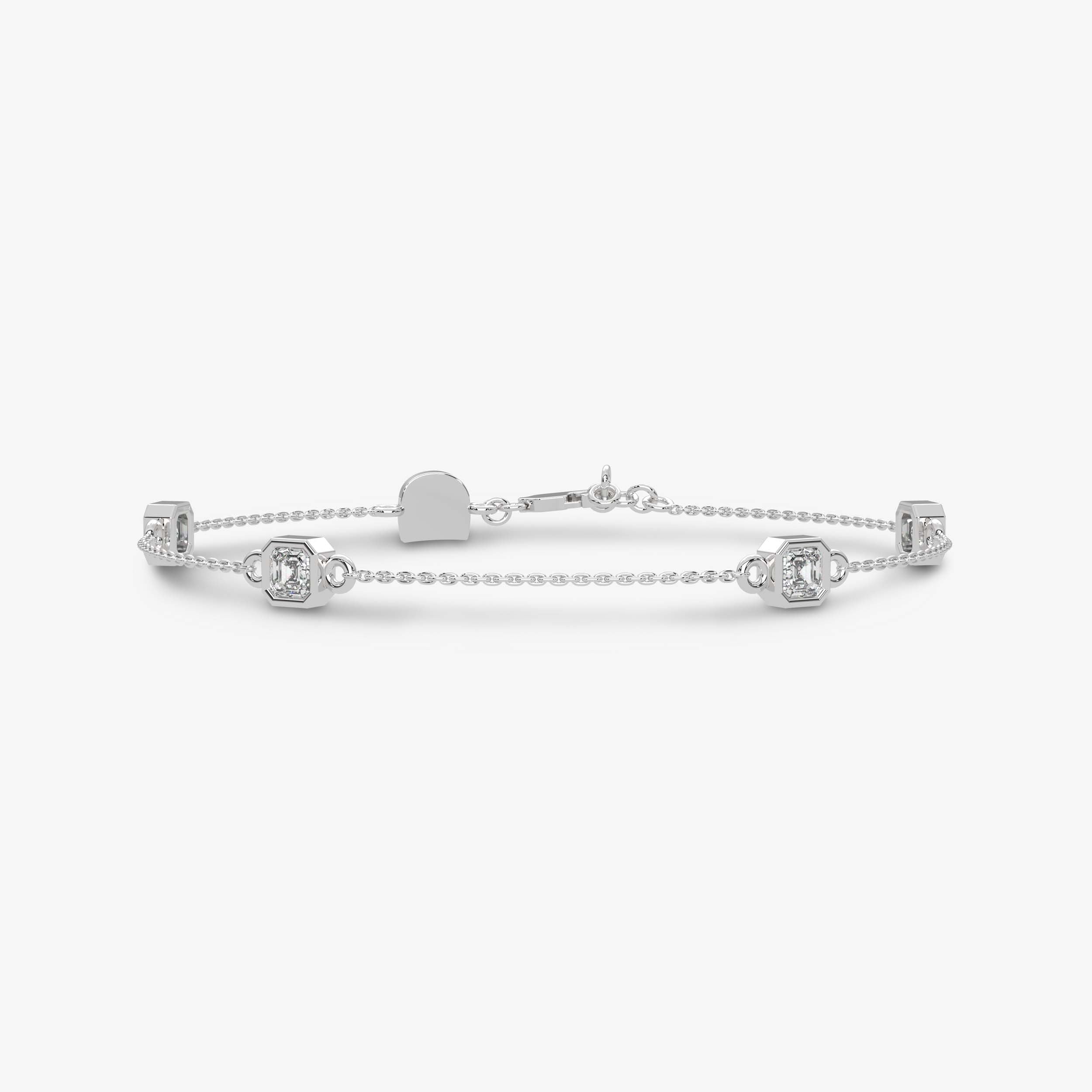 Asscher Cut Four Stone Chain Bracelet