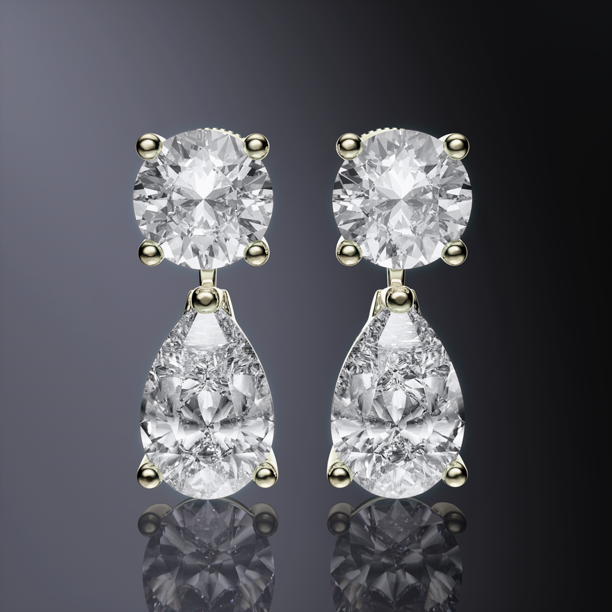 Astrea Round and Pear Drop Earrings