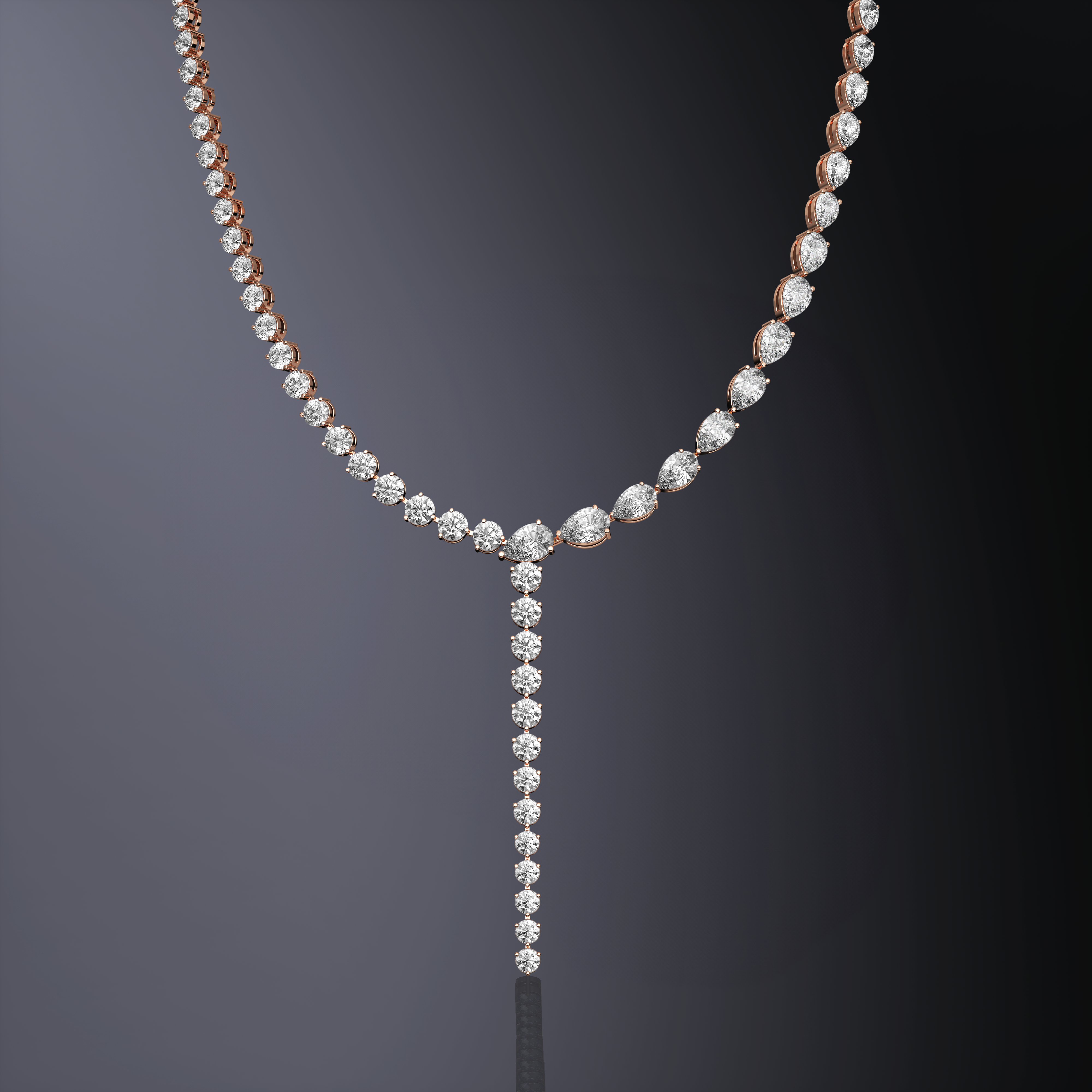 Collier cravate poire et brillant rond
