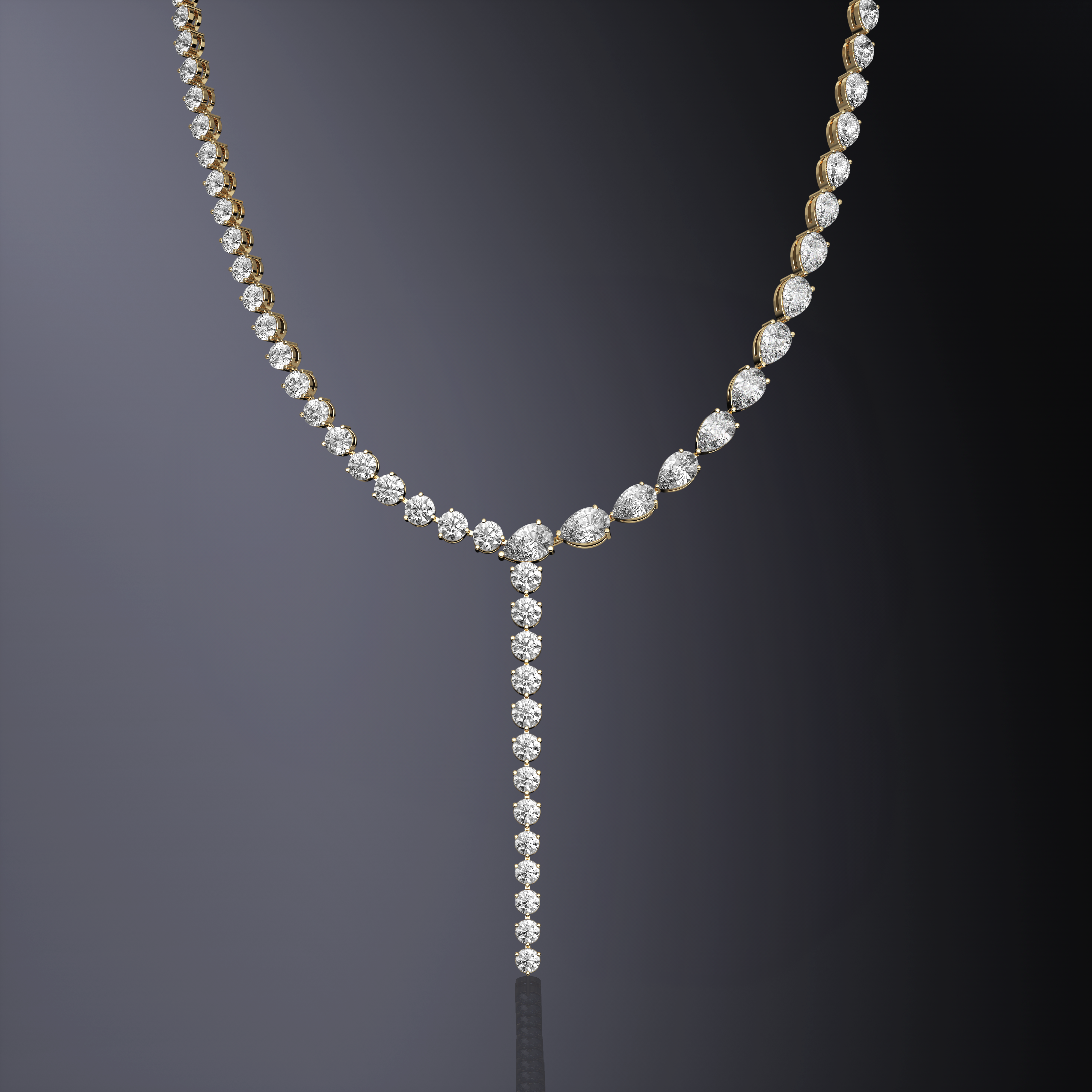 Collier cravate poire et brillant rond