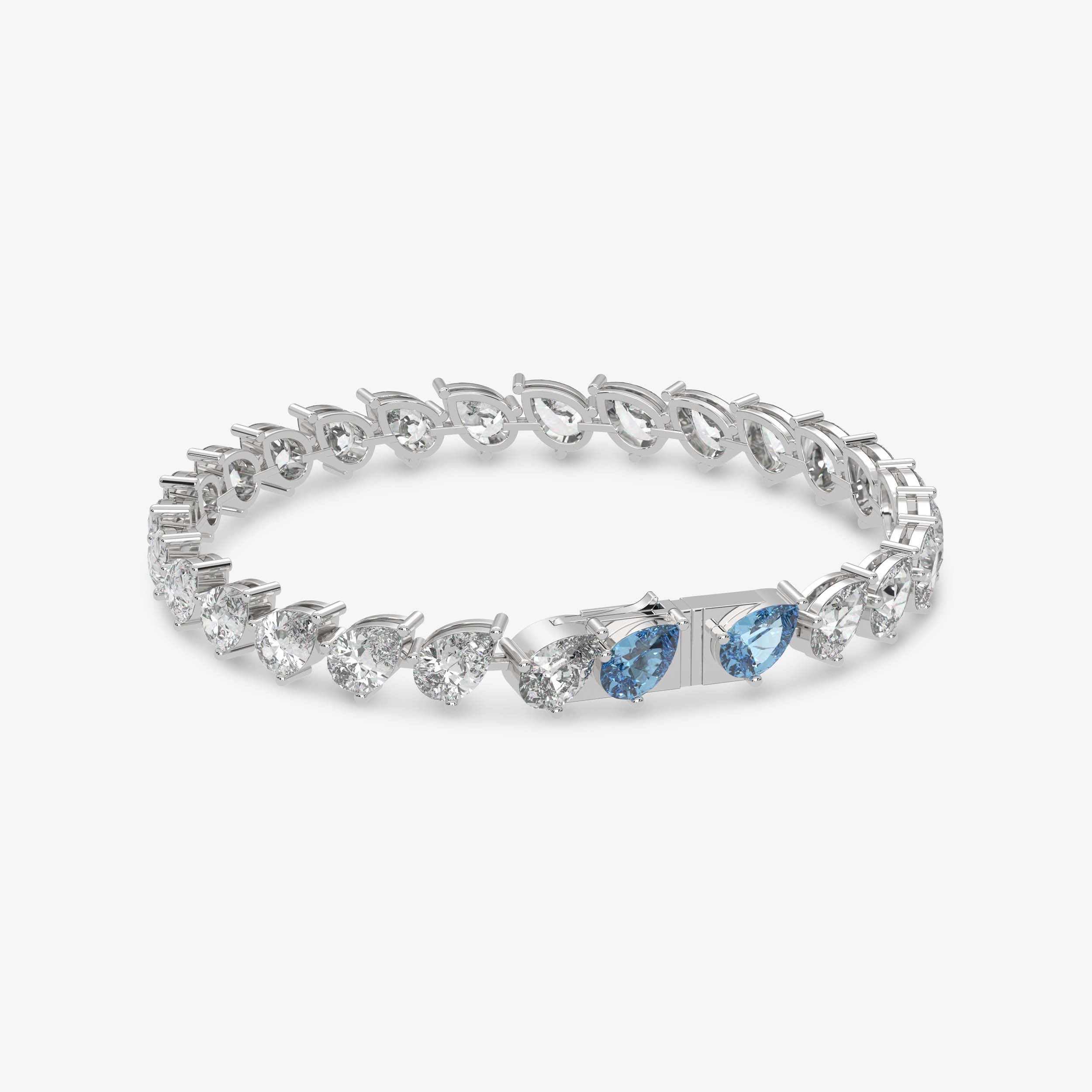 Blue Diamond Pear Cut Tennis Bracelet