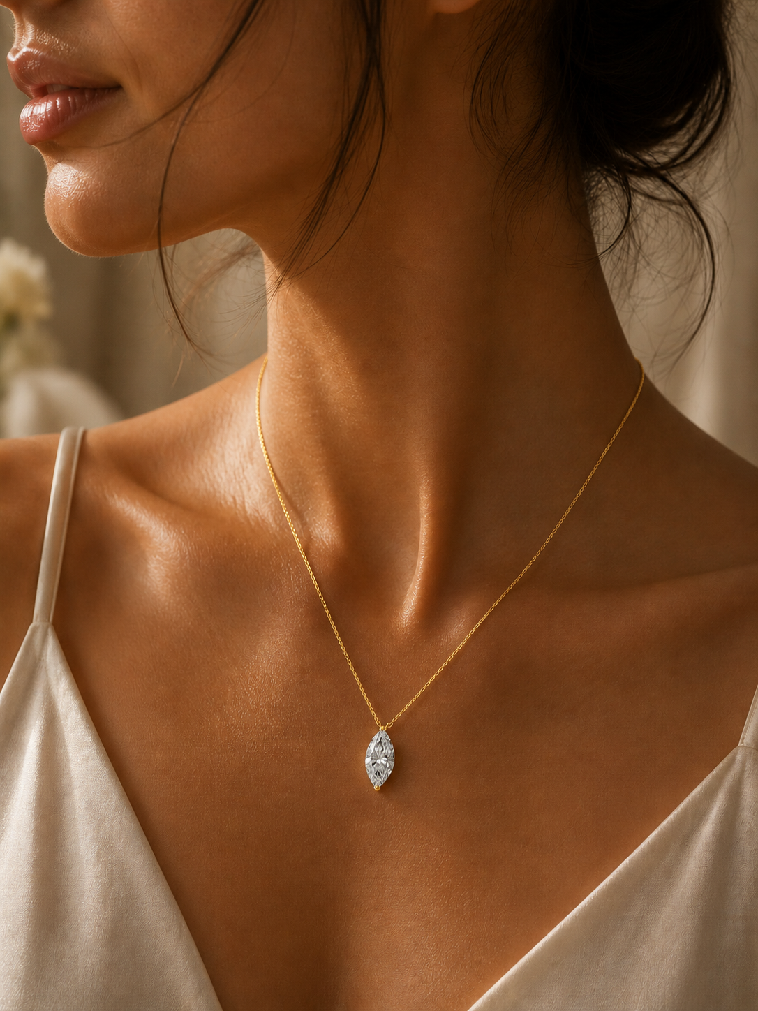 Marquise Cut North / South Pendant Rose Gold
