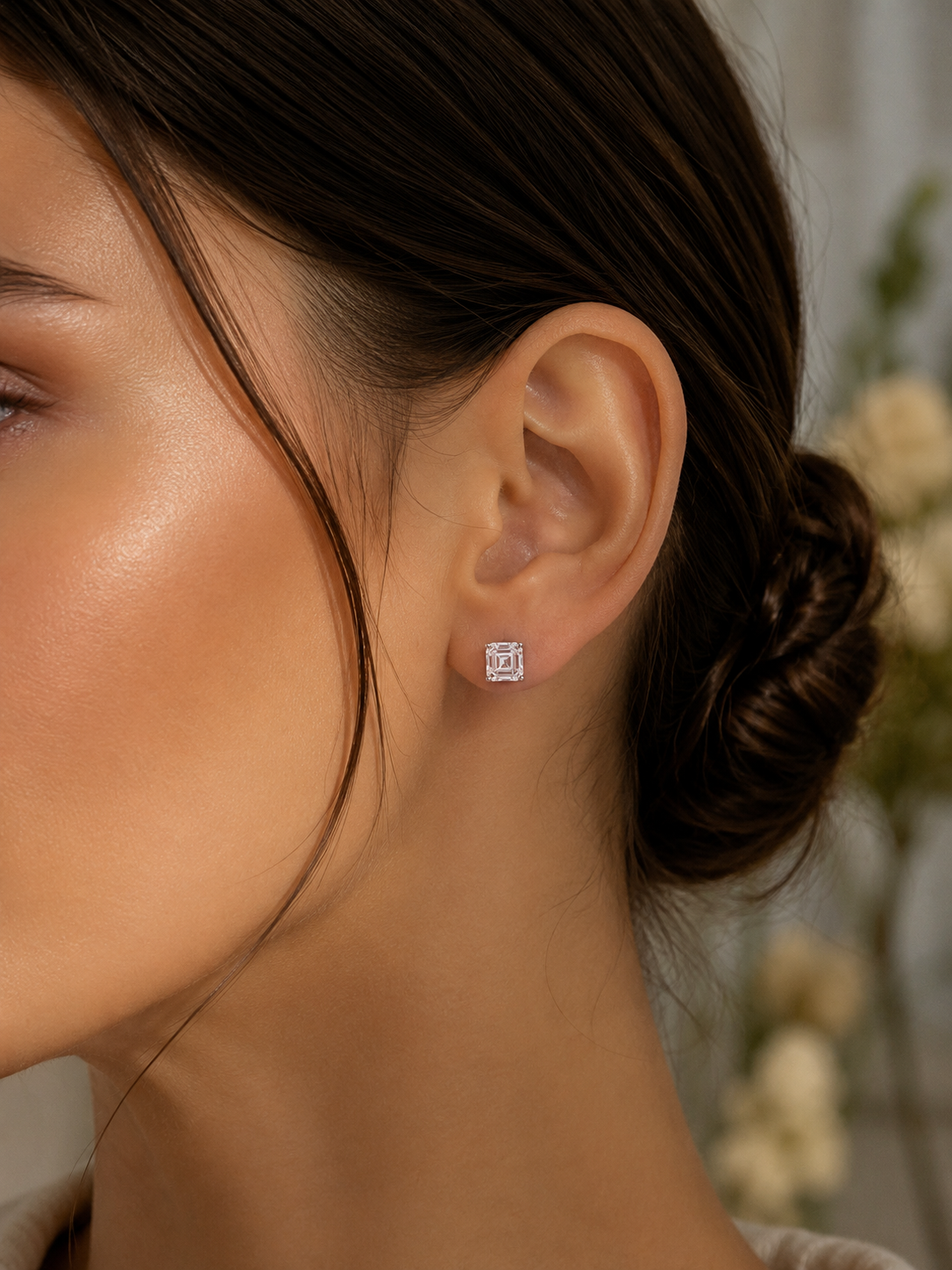 Square Emerald Cut Studs