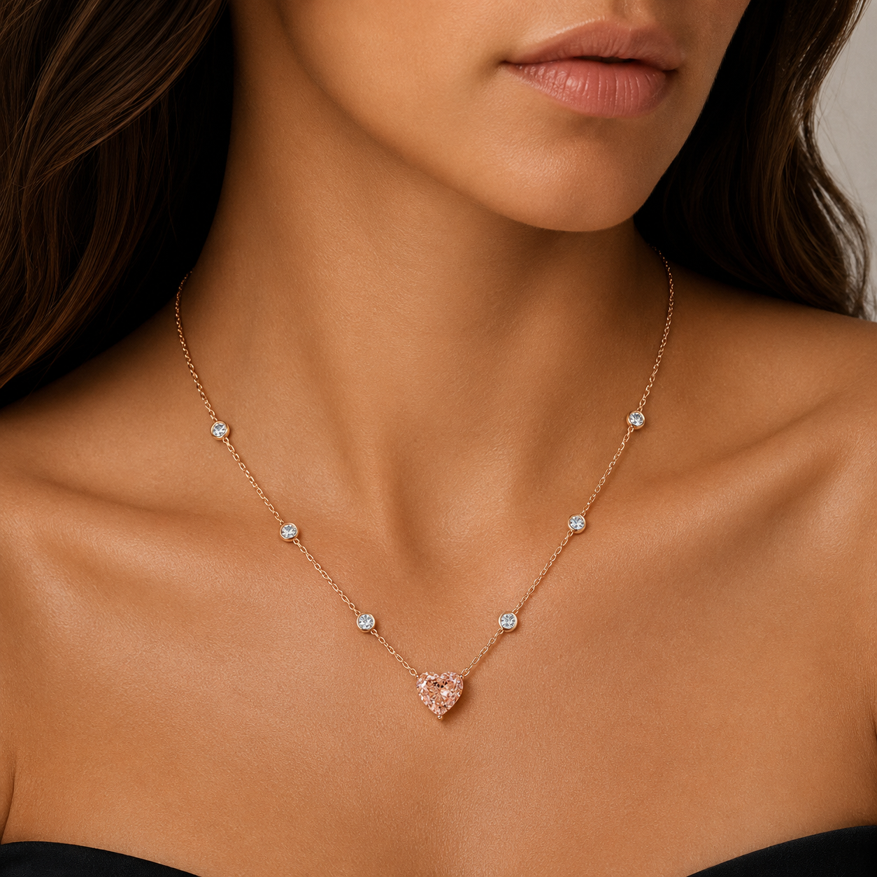 Pink Diamond Heart Pendant