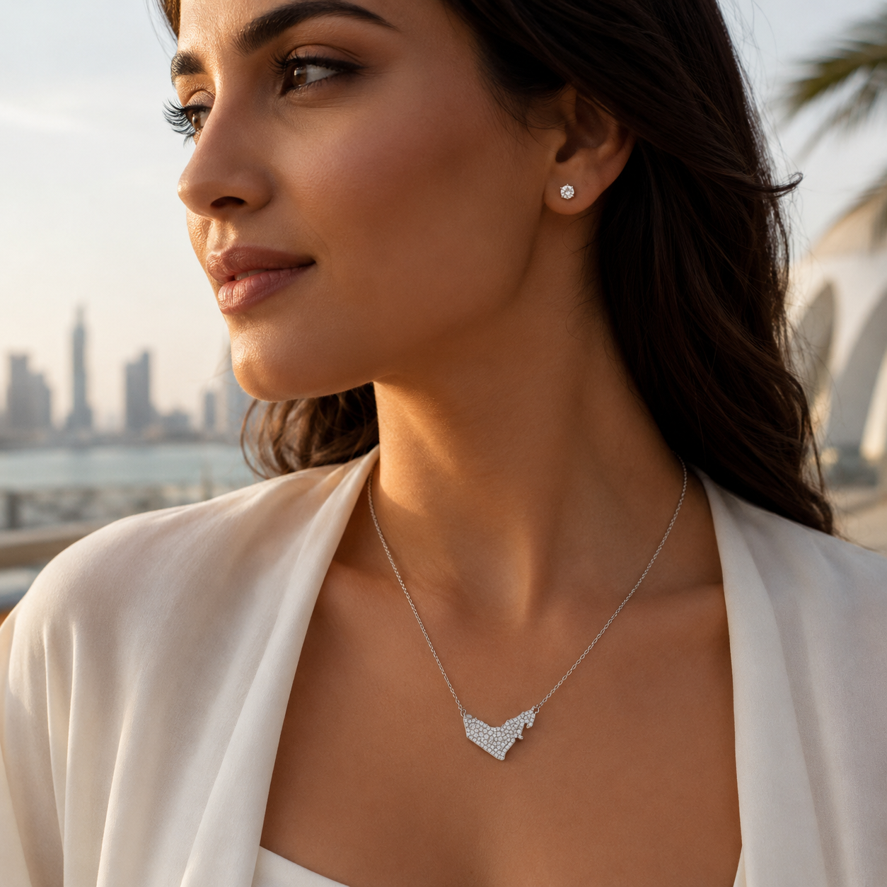 UAE Map Diamond Necklace 1