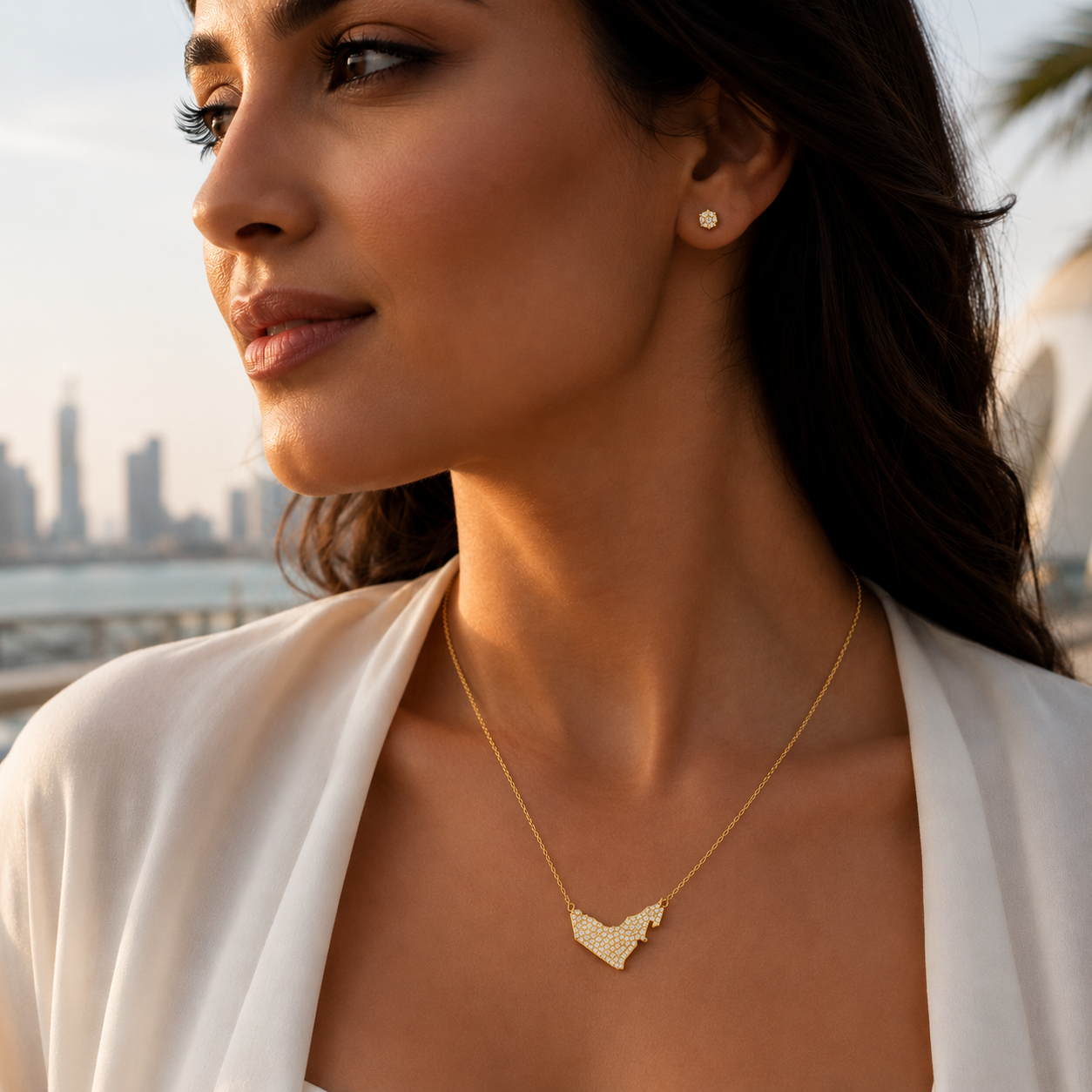 UAE Map Diamond Necklace