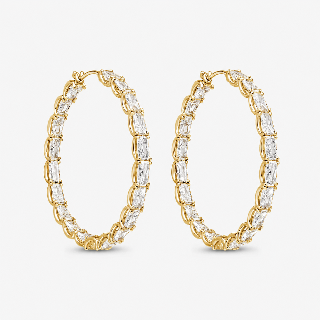 Radiant Cut Hoops Earrings 2
