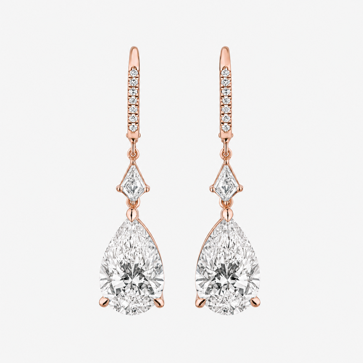 Pear Cut Diamond Drop Earrings 1