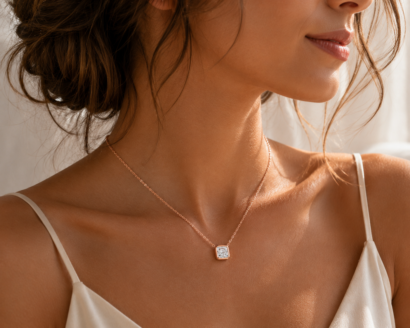 Cushion Cut Bezel Set Pendant 2