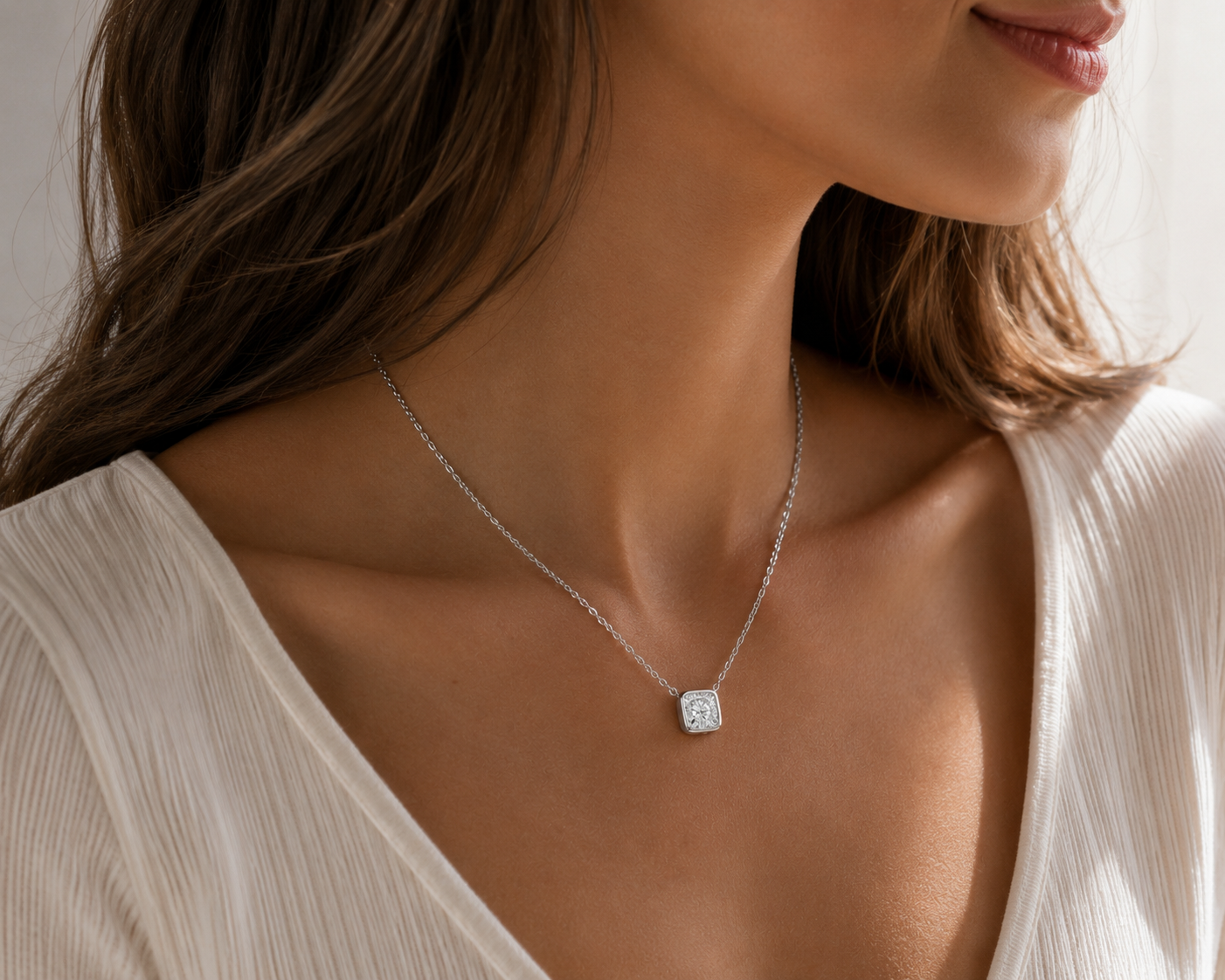 Cushion Cut Bezel Set Pendant 7