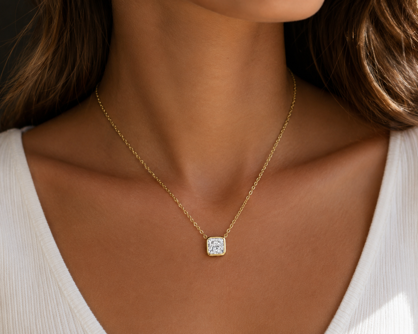 Cushion Cut Bezel Set Pendant 5