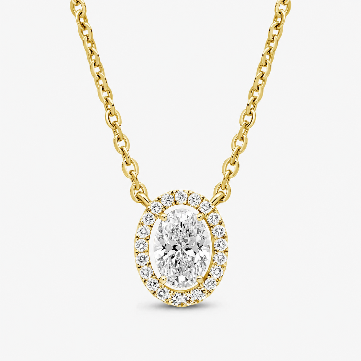 Oval Cut Halo Pendant yellow