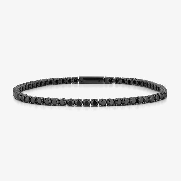 Men's Black Diamond Round Cut Tennis (Rhodium Black )