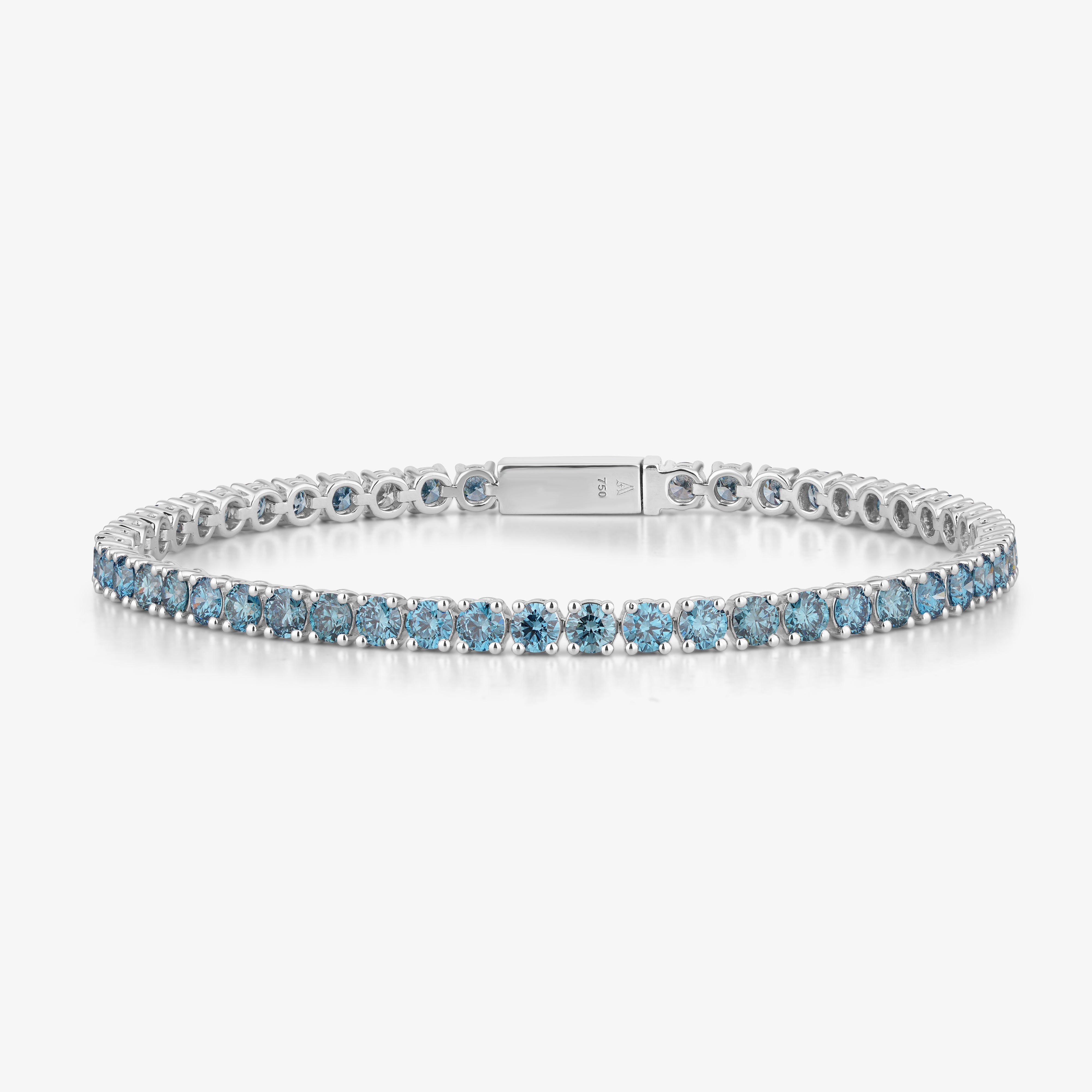 Men's Blue Diamond Round Cut Tennis Bracelet
