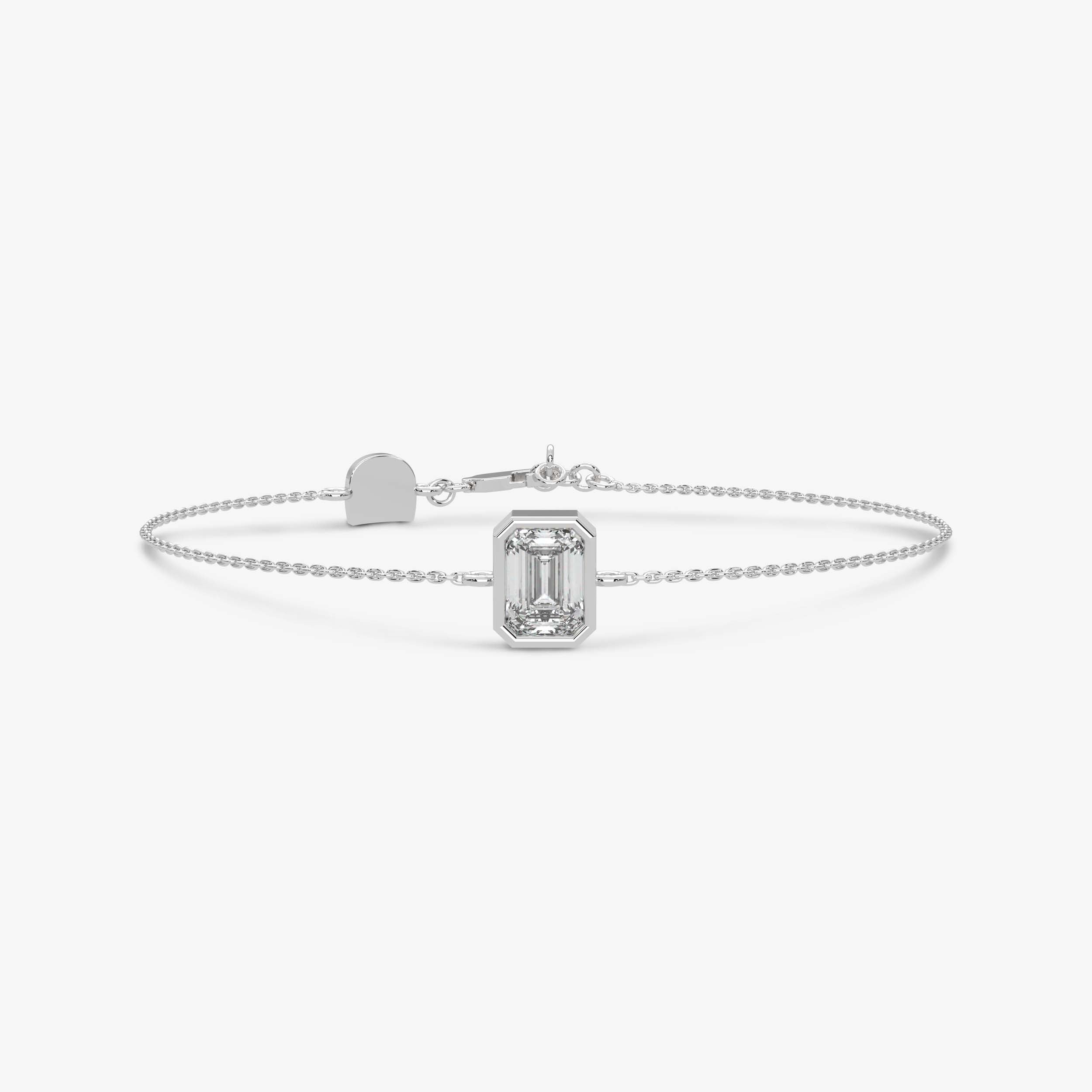 Emerald Cut Single Stone Chain Bracelet