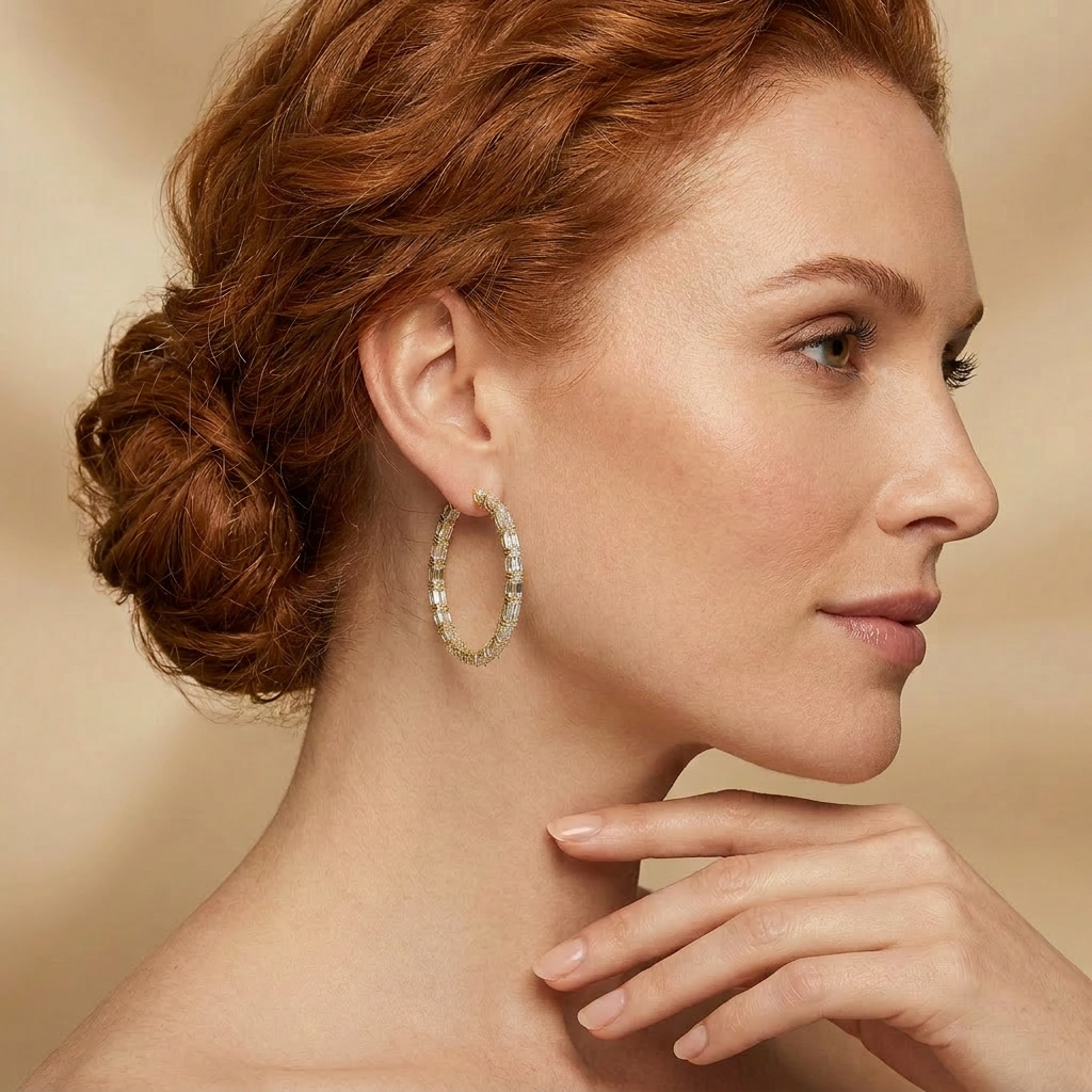 Radiant Cut Hoops Earrings