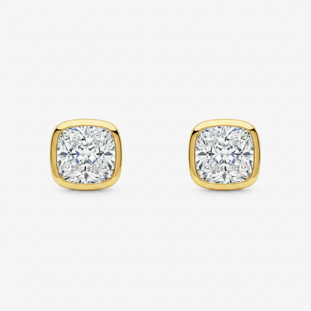 Cushion Cut Bezel Studs 3