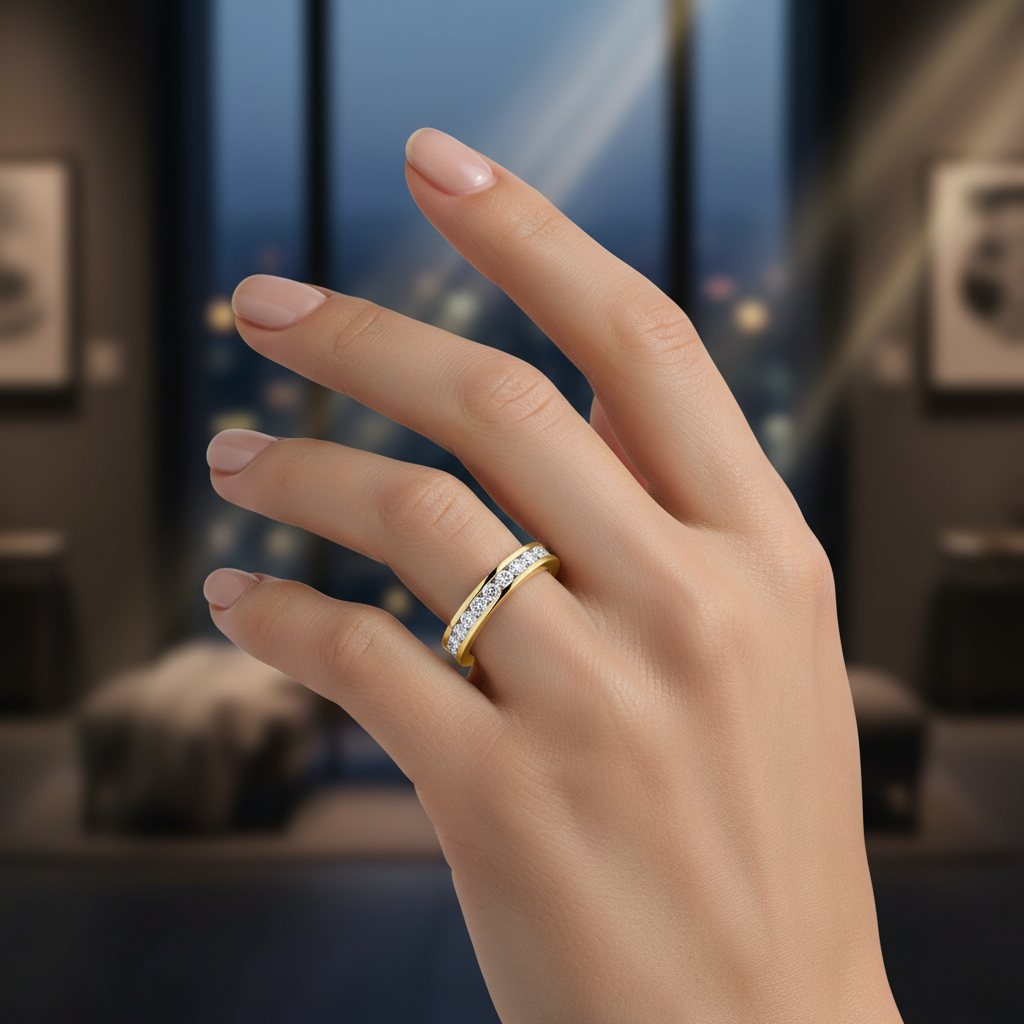 Channel Set Round Brilliant Cut Eternity Ring 5