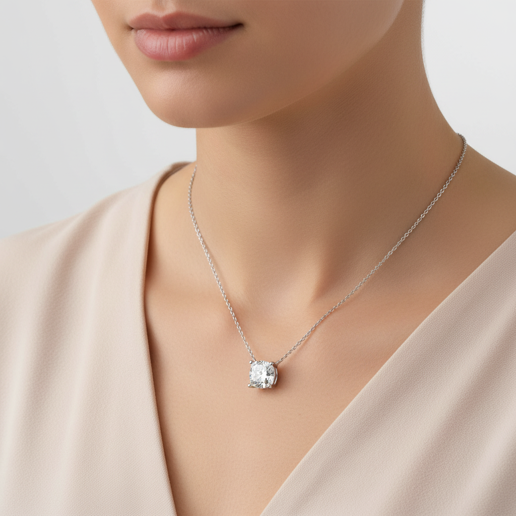 Cushion Cut Prong Set Pendant