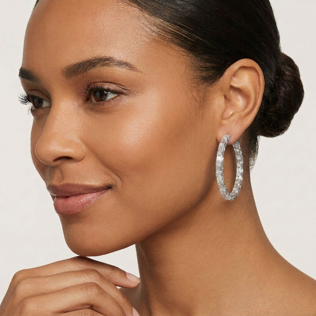 Radiant Cut Hoops Earrings