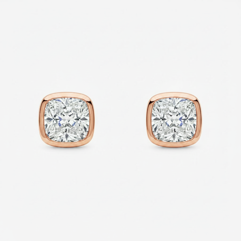 Cushion Cut Bezel Studs 2