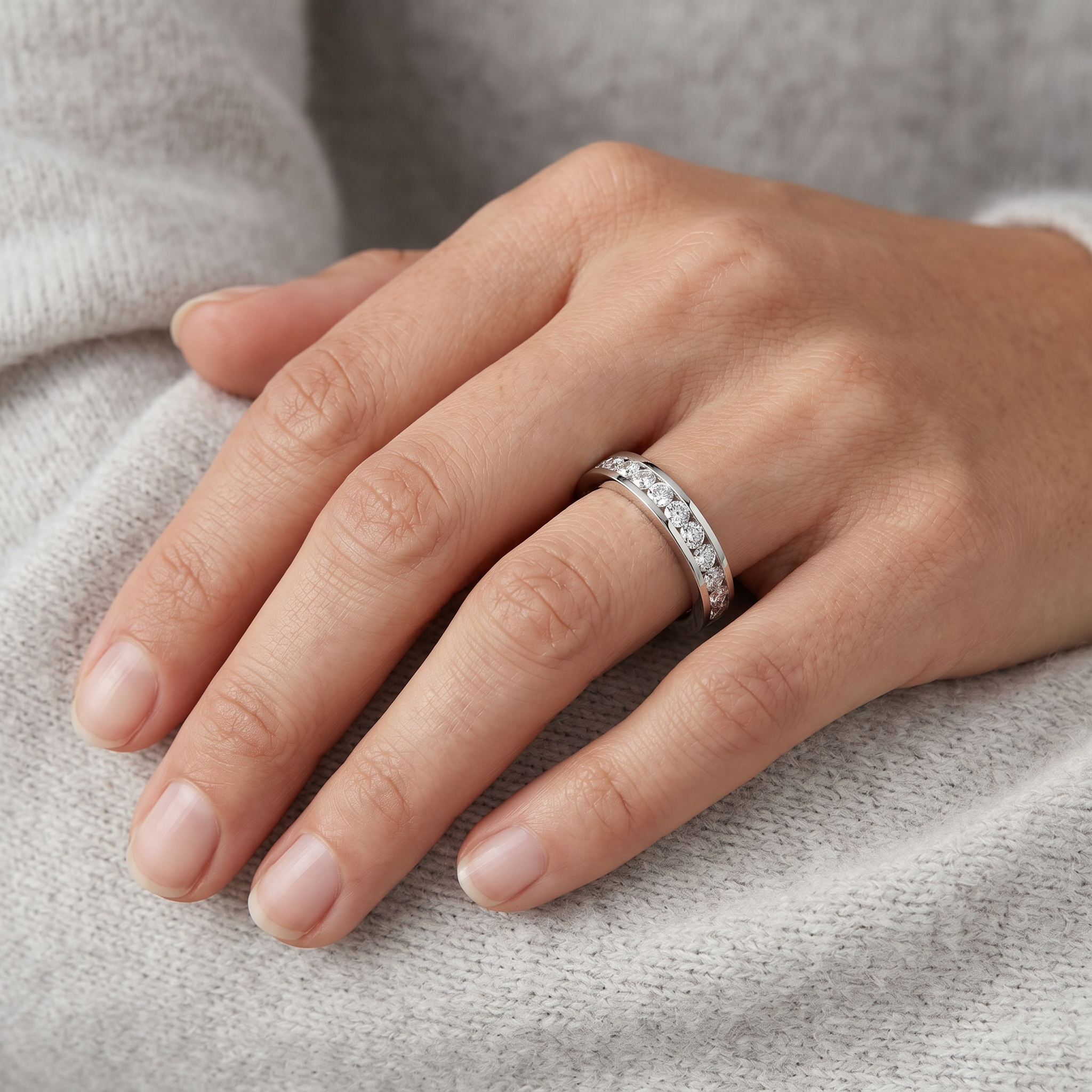 Channel Set Round Brilliant Cut Eternity Ring 1