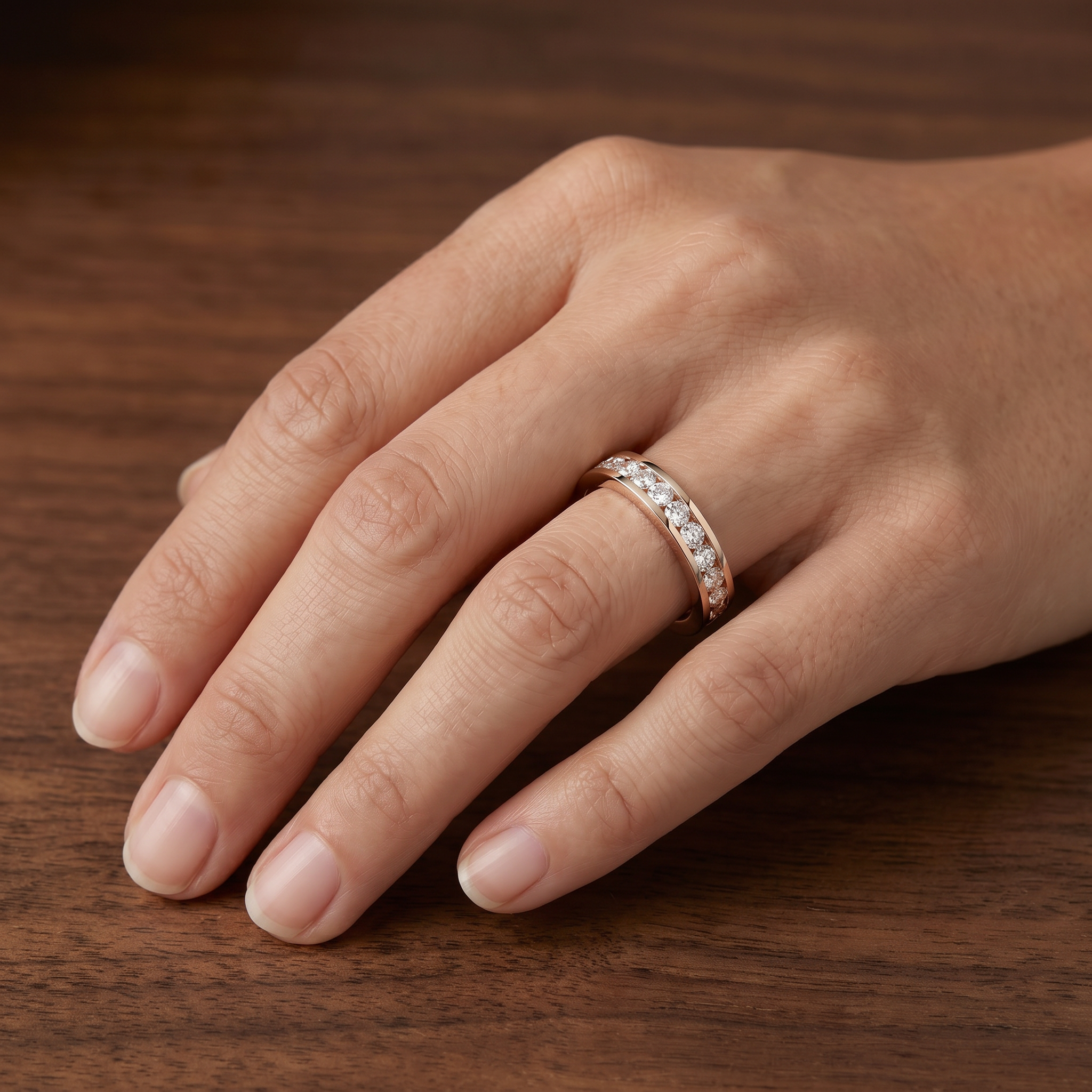 Channel Set Round Brilliant Cut Eternity Ring