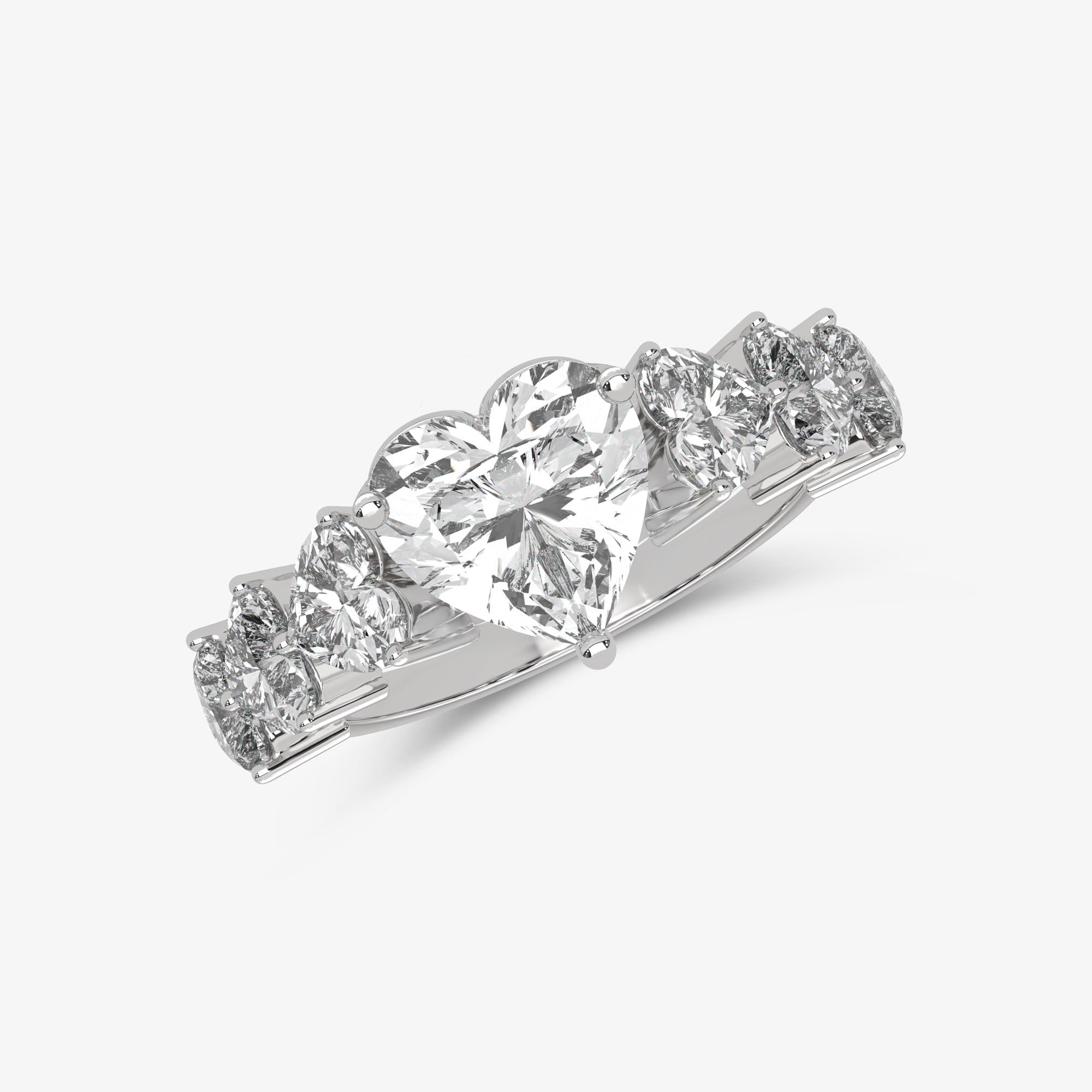 Lab-Grown Diamond Graduated Heart White Ring - Astrea London