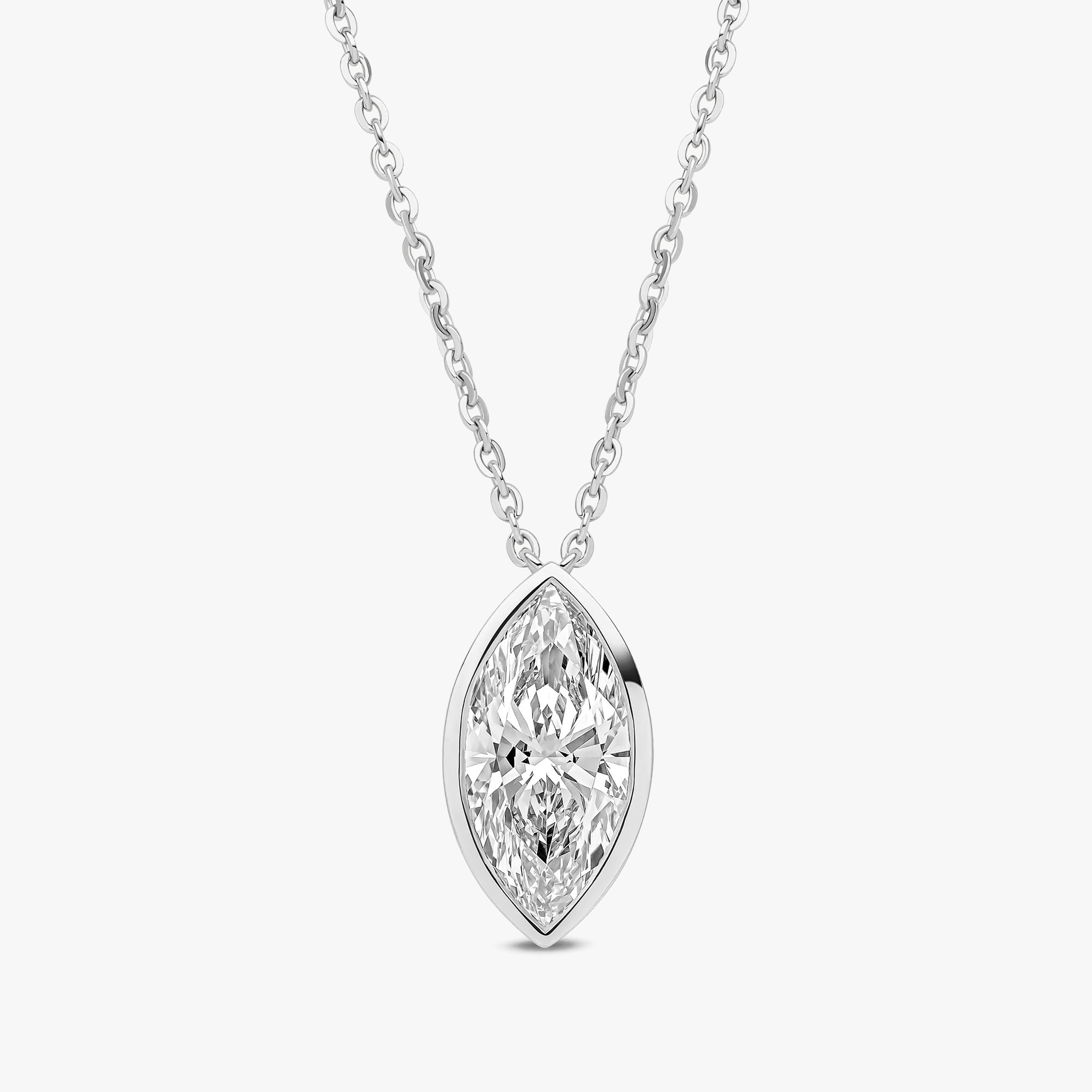 Marquise Cut Bezel Set Pendant White Gold